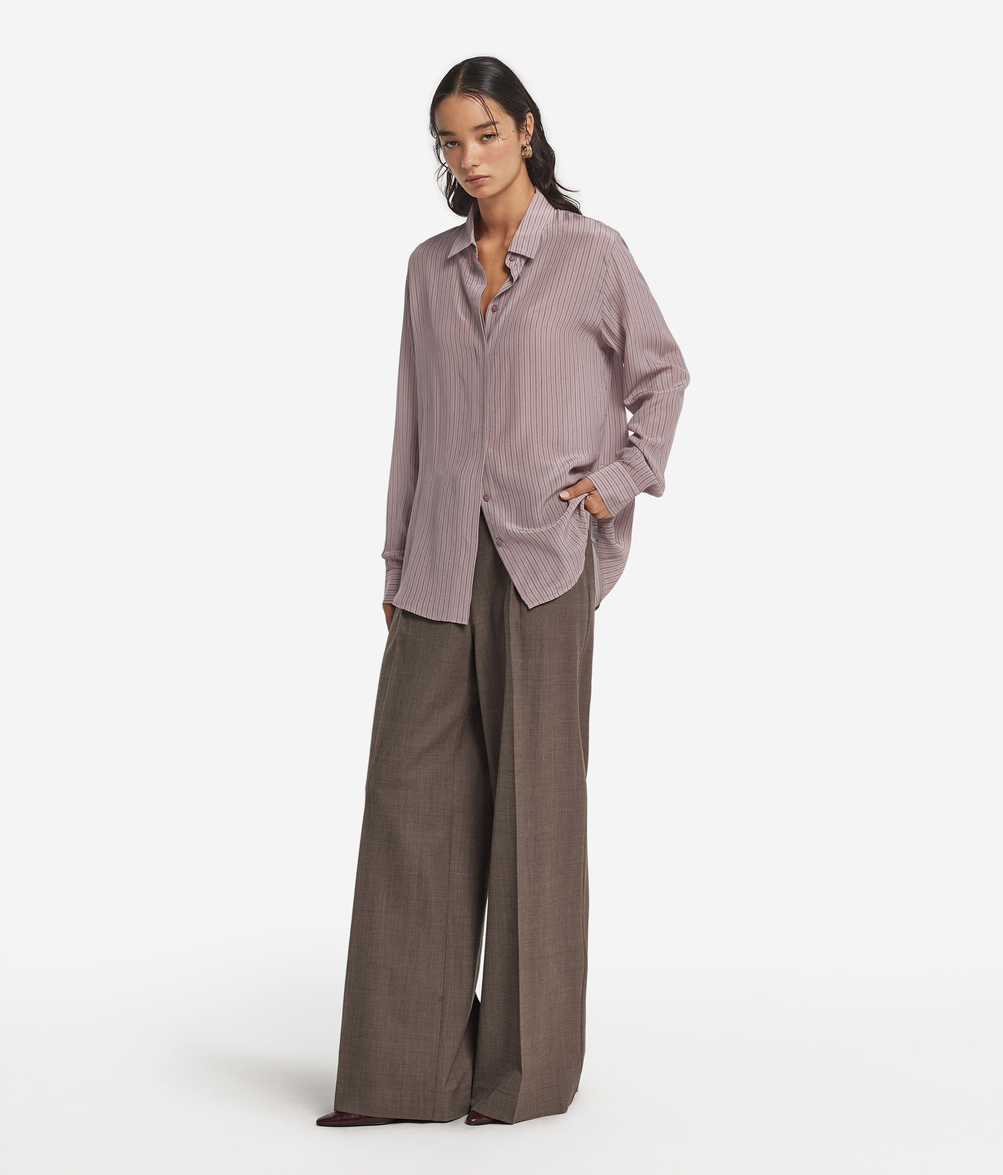 Printed Silk Shirt with Collar