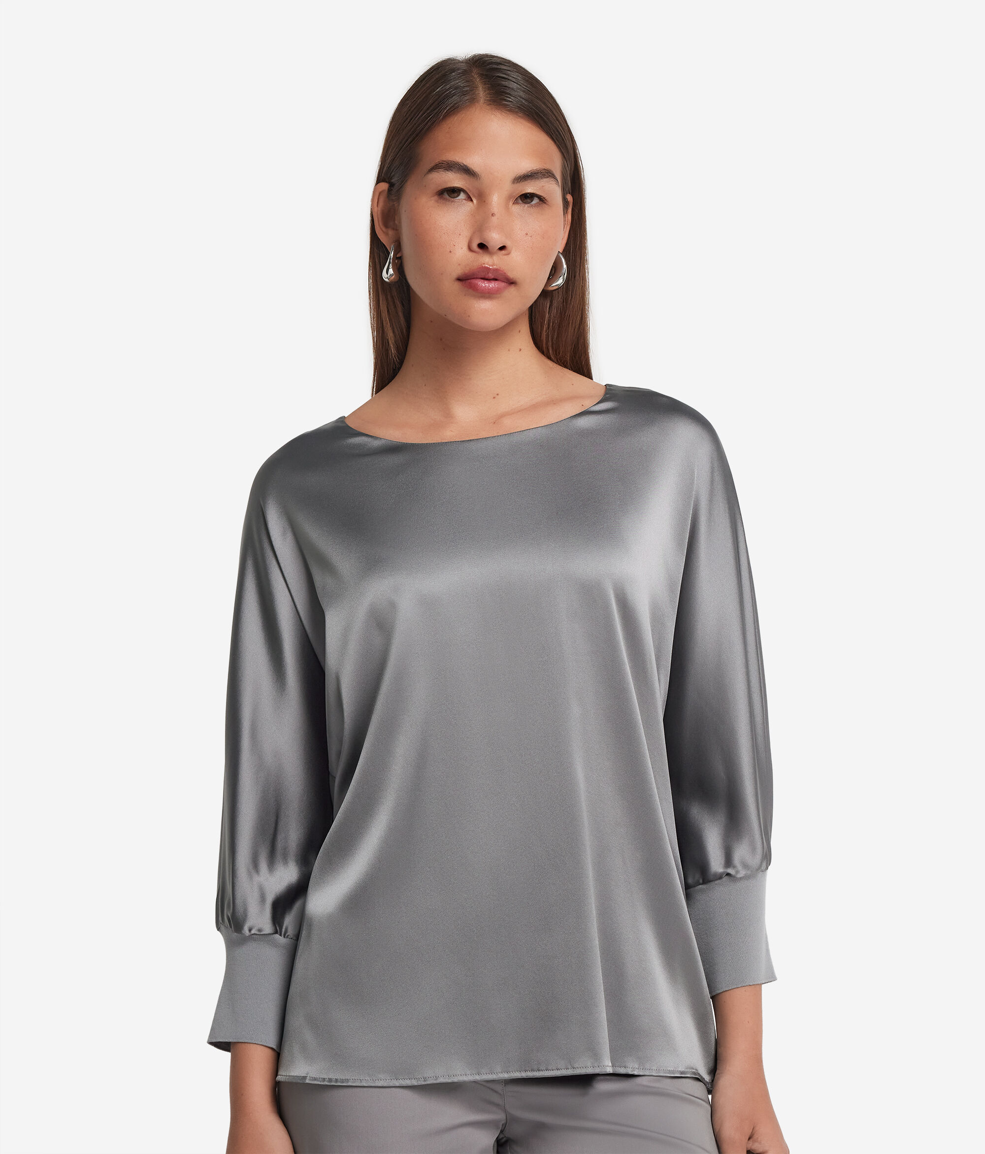 Round-Neck Silk Satin Jumper