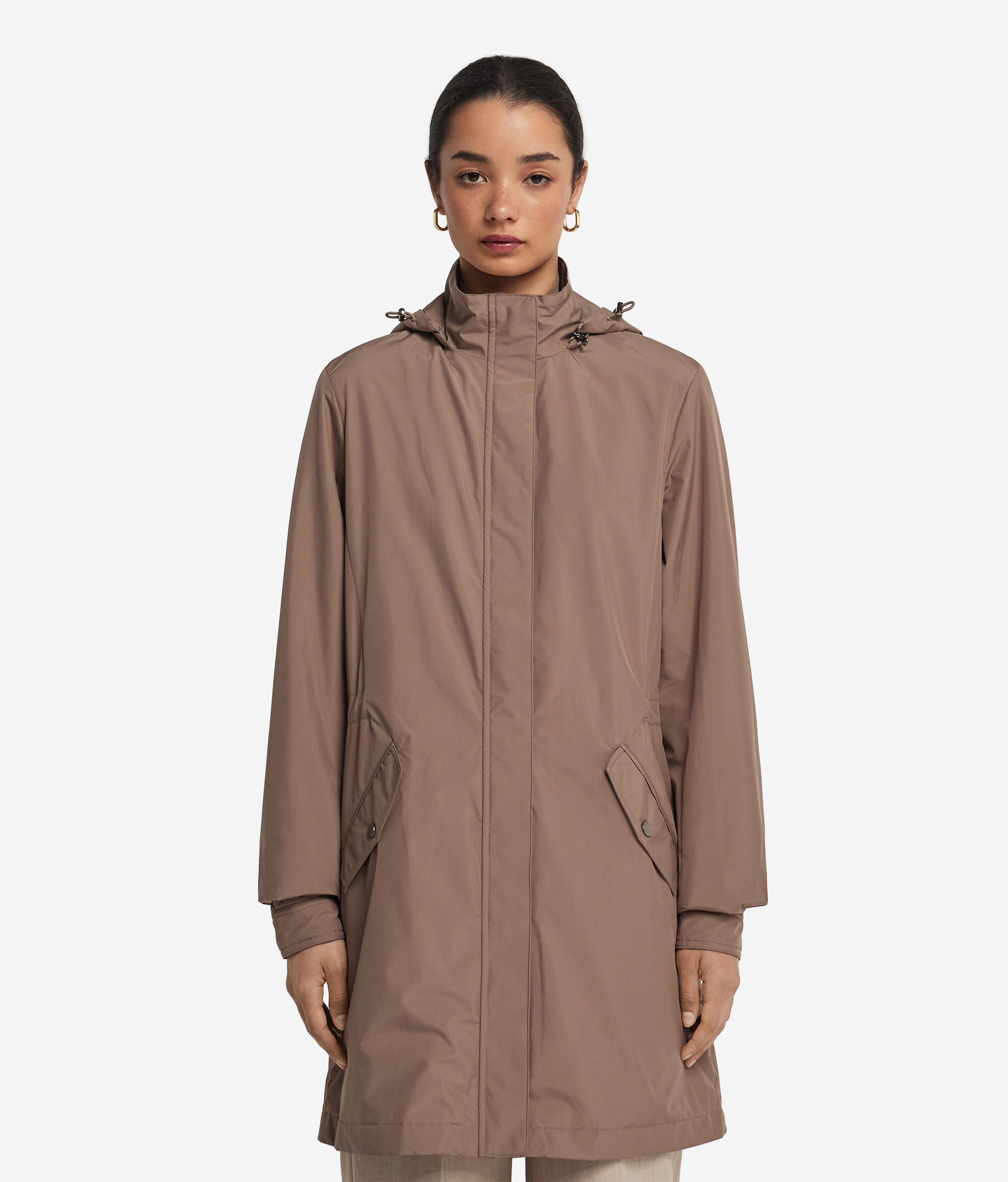 Long Technical Jacket with Drawstring