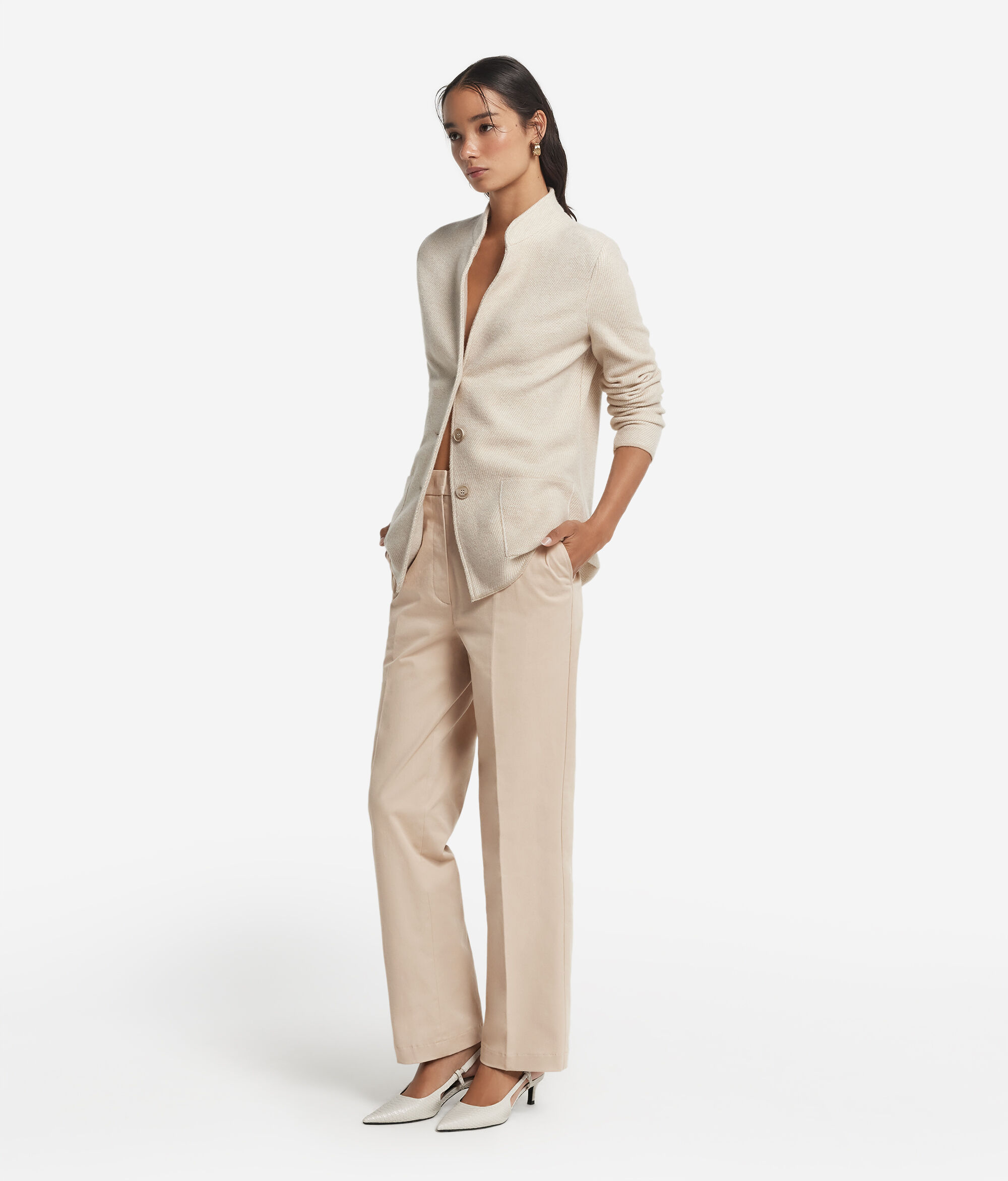Cotton cashmere cigarette trousers