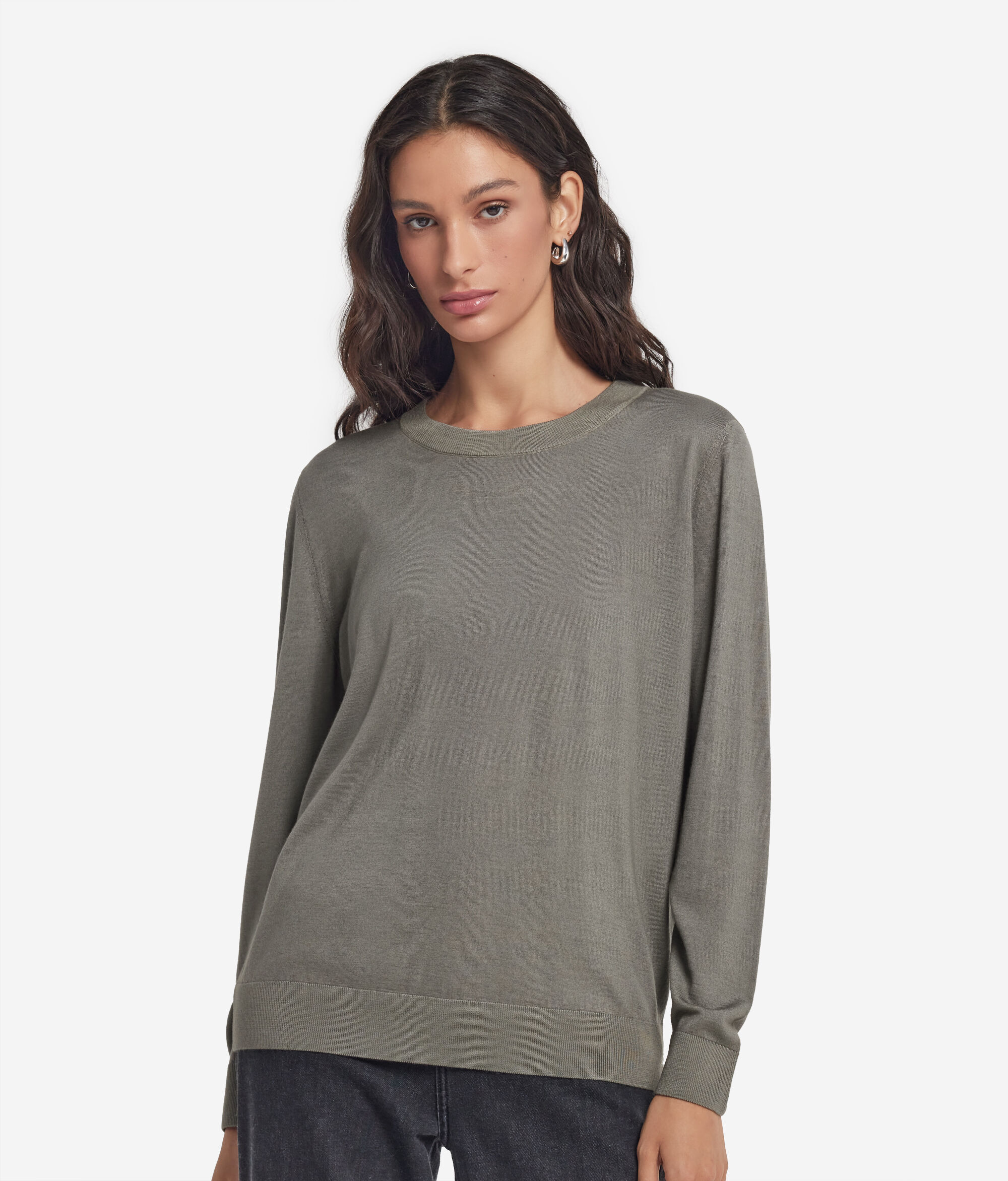 Jersey con cuello redondo de cashmere ultrafine