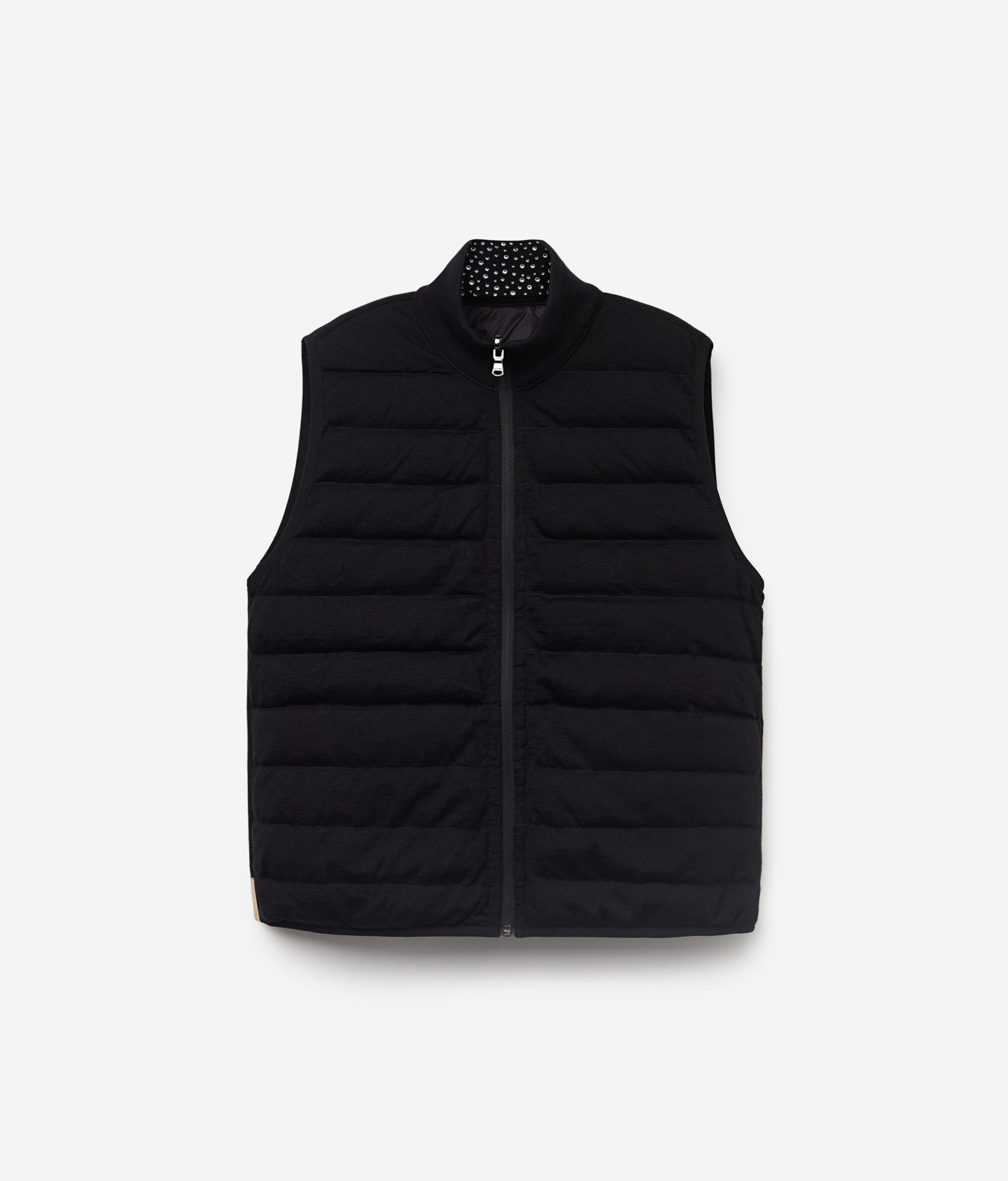 Ultrafine Cashmere Reversible Down Vest with Rhinestones