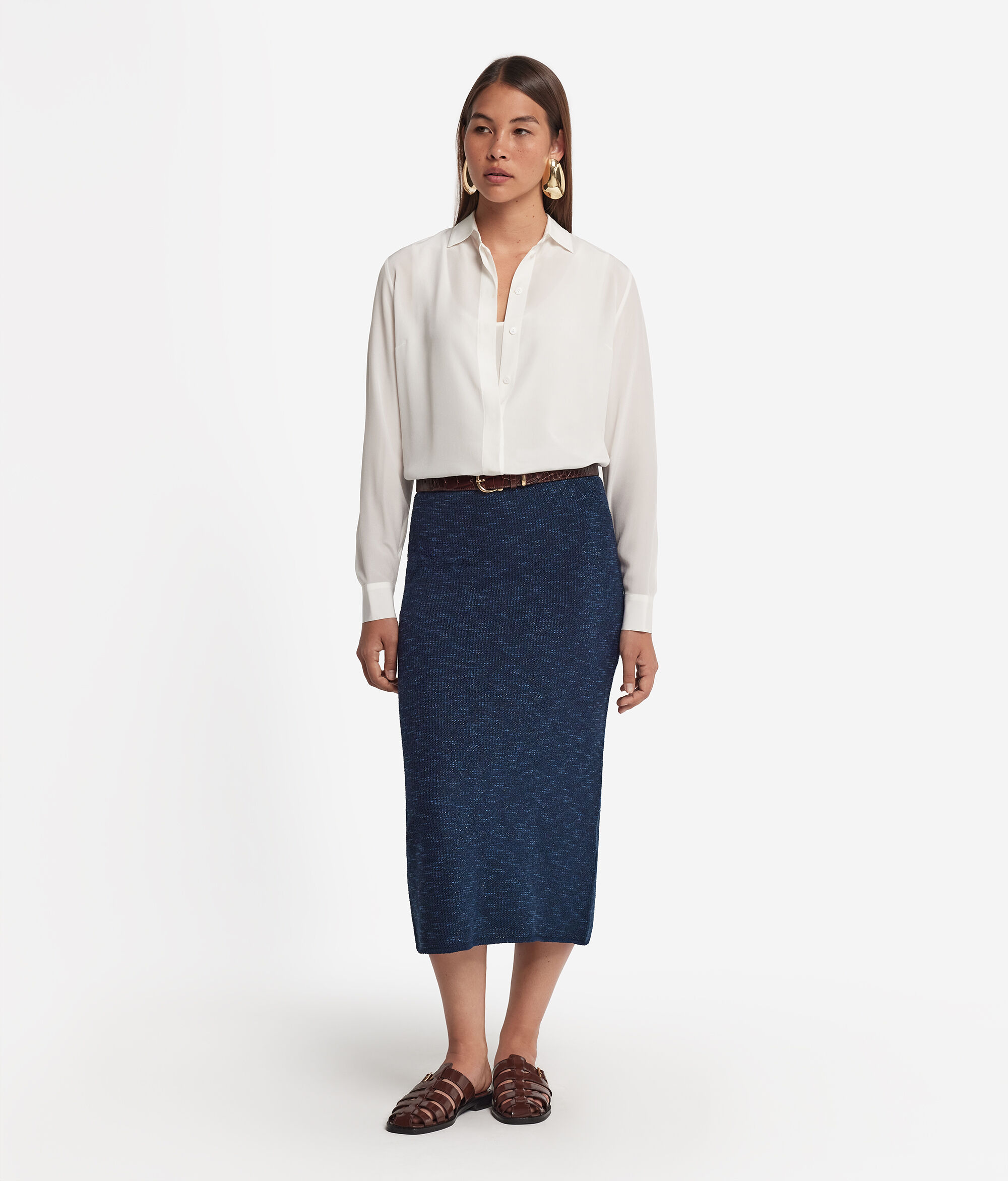 Lamé Midi Skirt