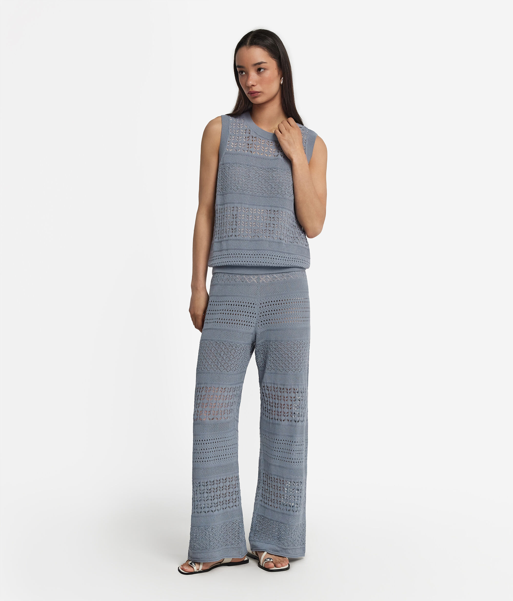 Pantalon en coton effet crochet
