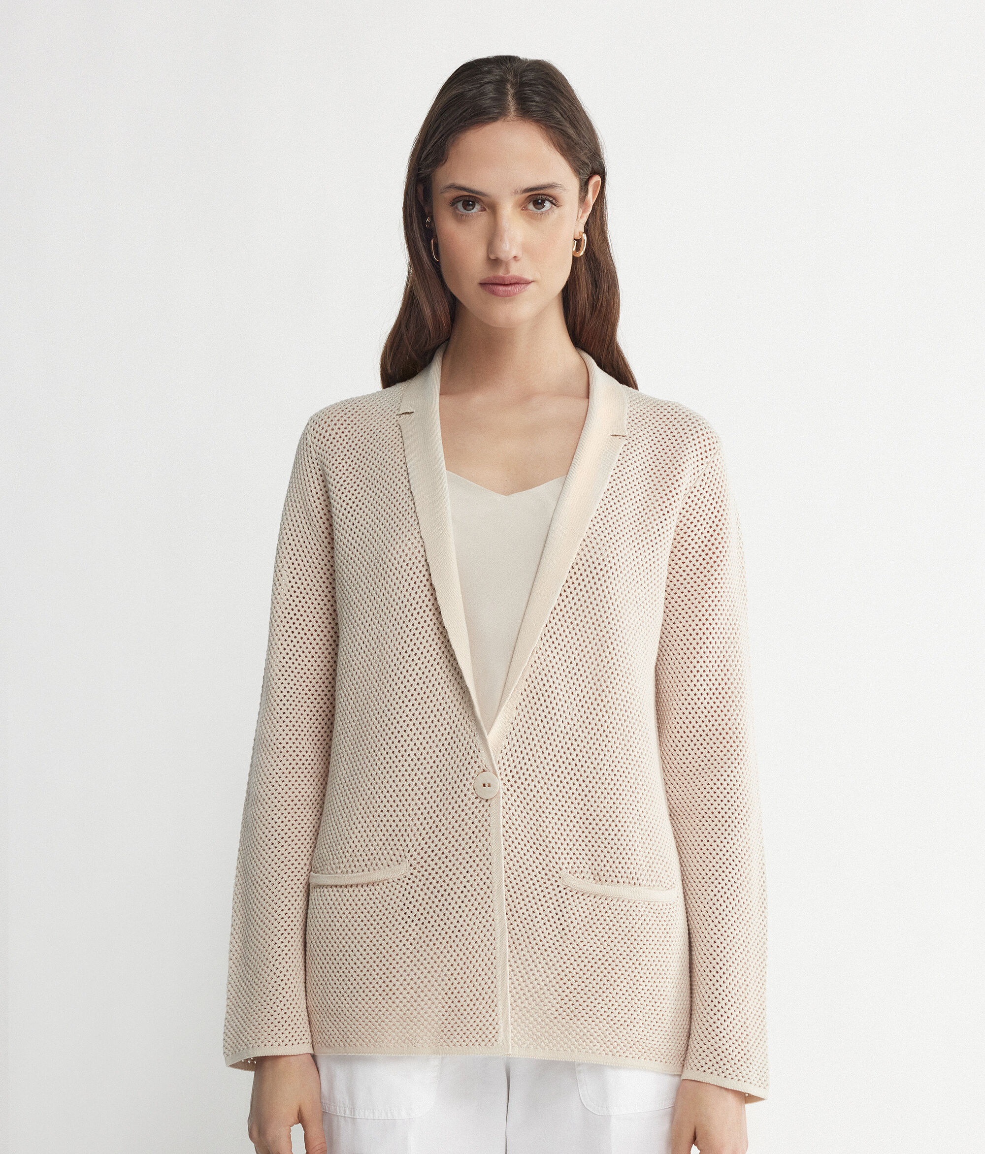 Chaqueta calada bicolor