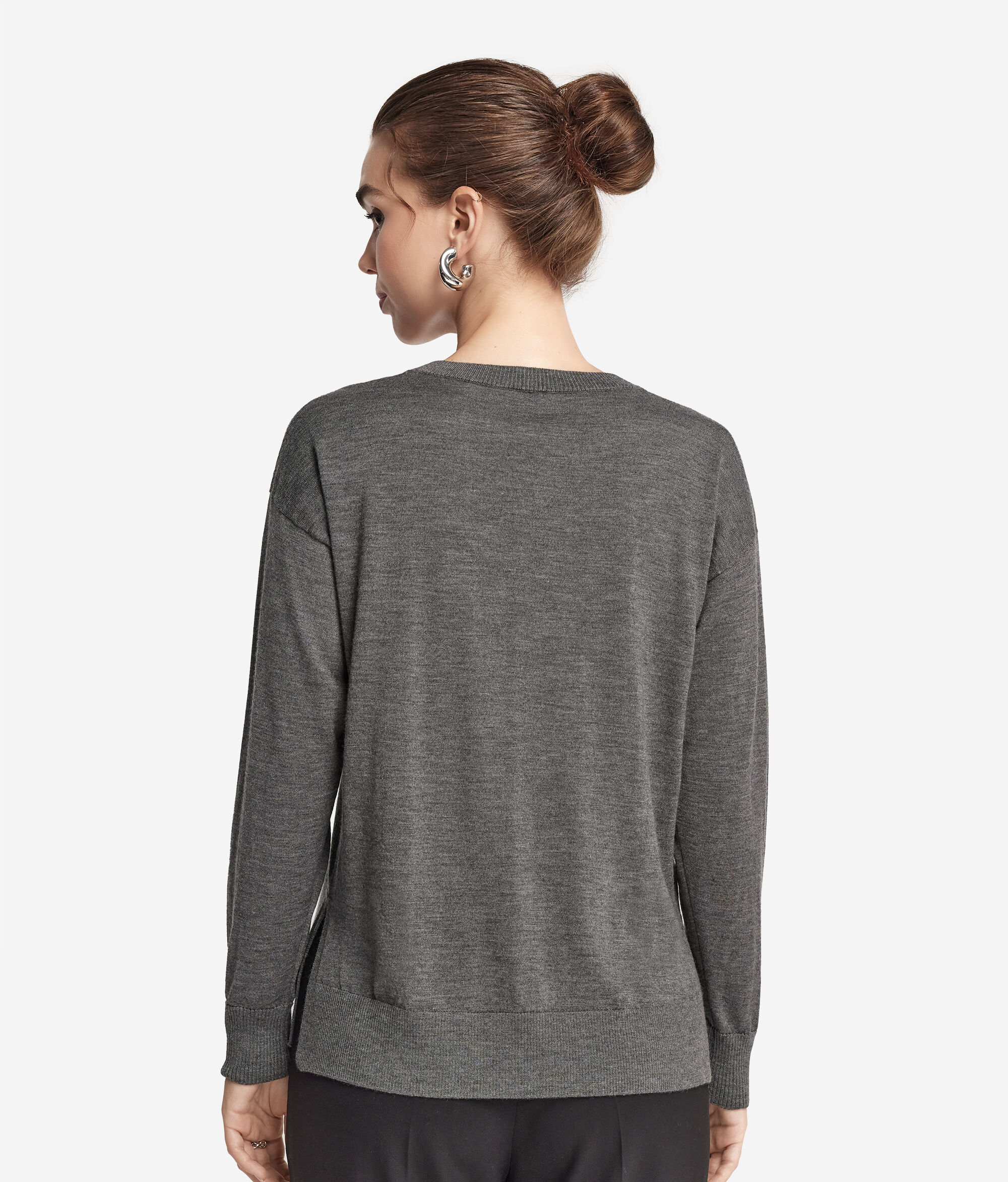 V-Neck Cashmere Jumper with Slits