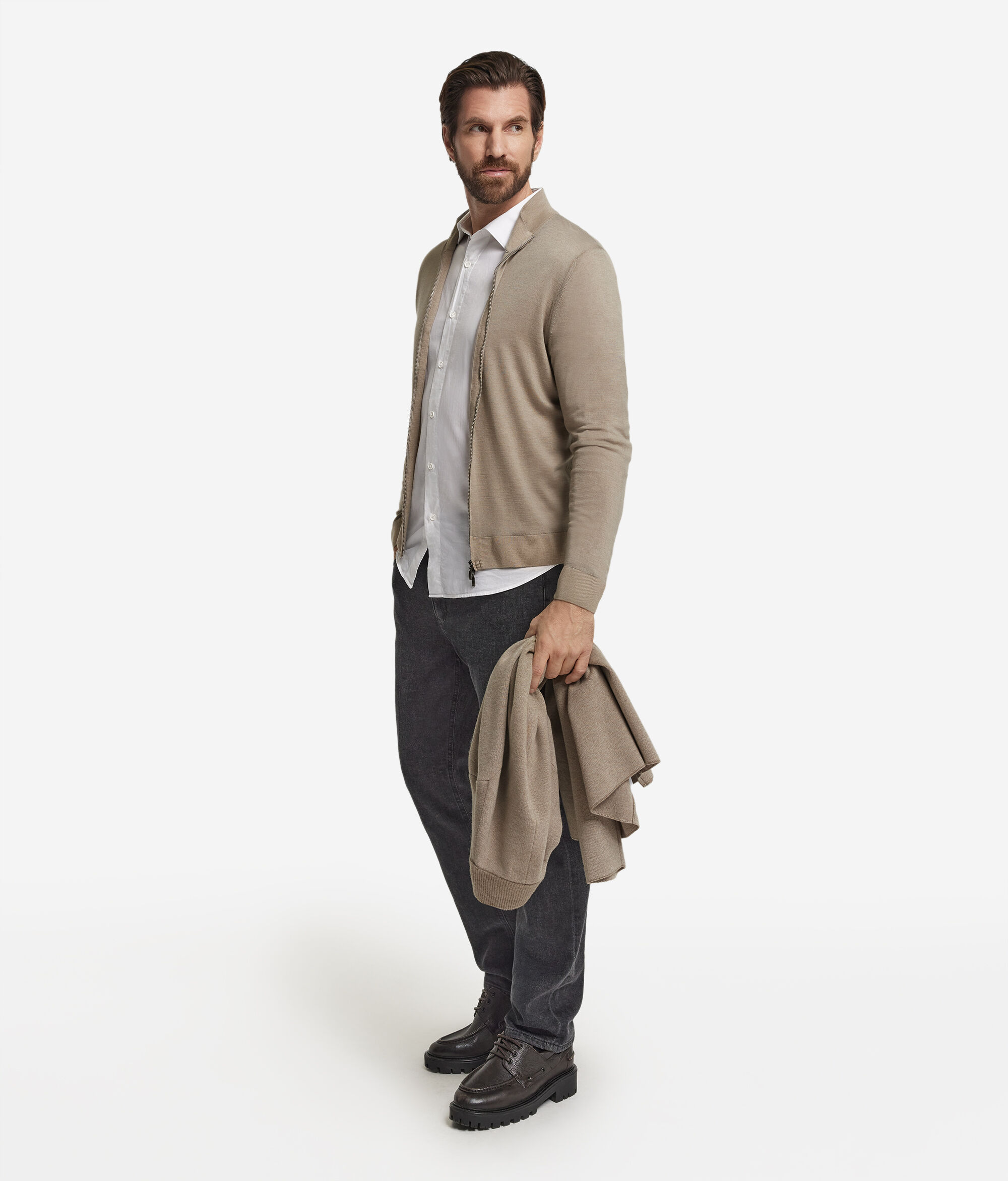 Cardigan con zip in Cashmere Ultrafine