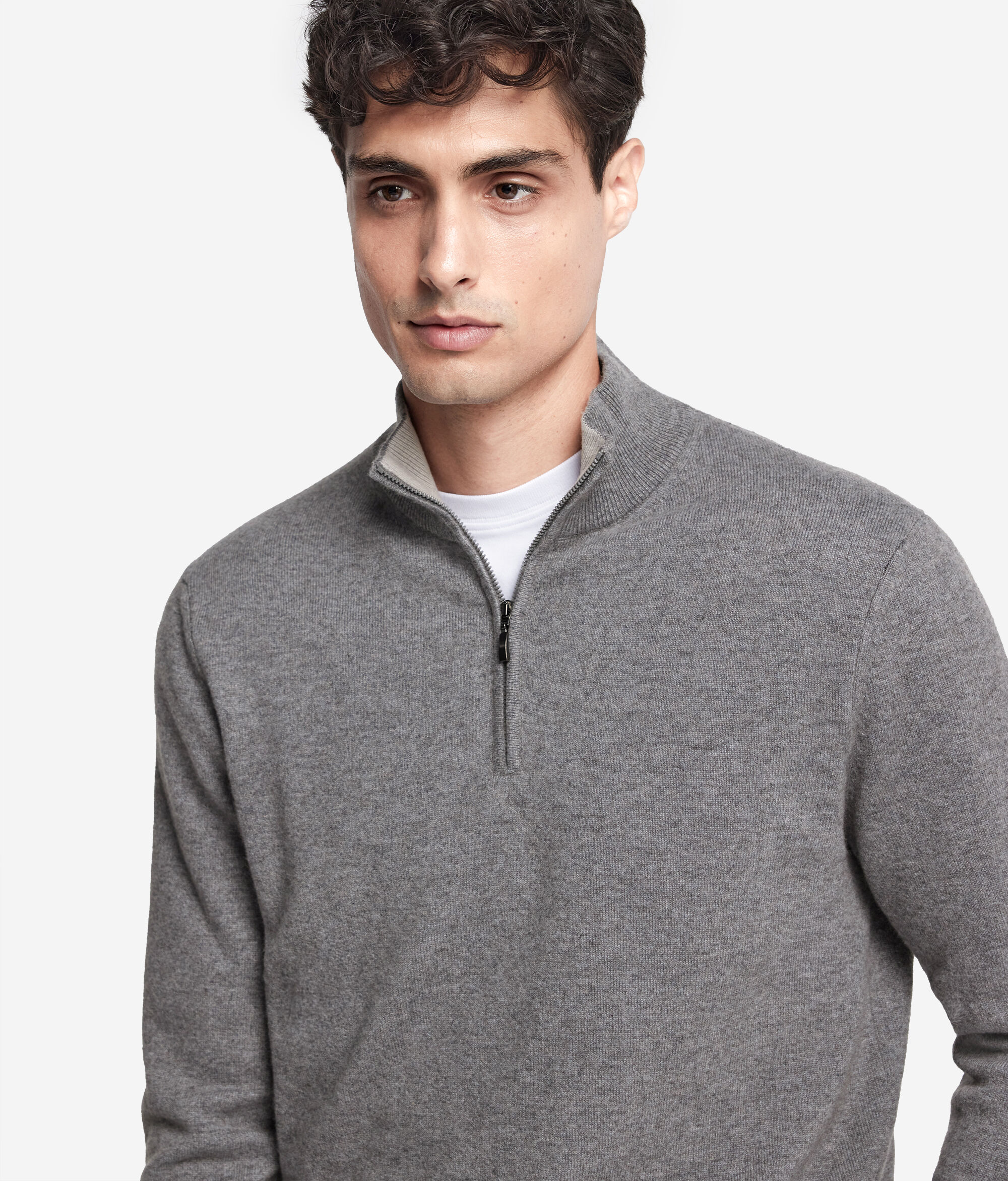 Herren-Pullover mit Reißverschluss aus Kaschmir Ultrasoft