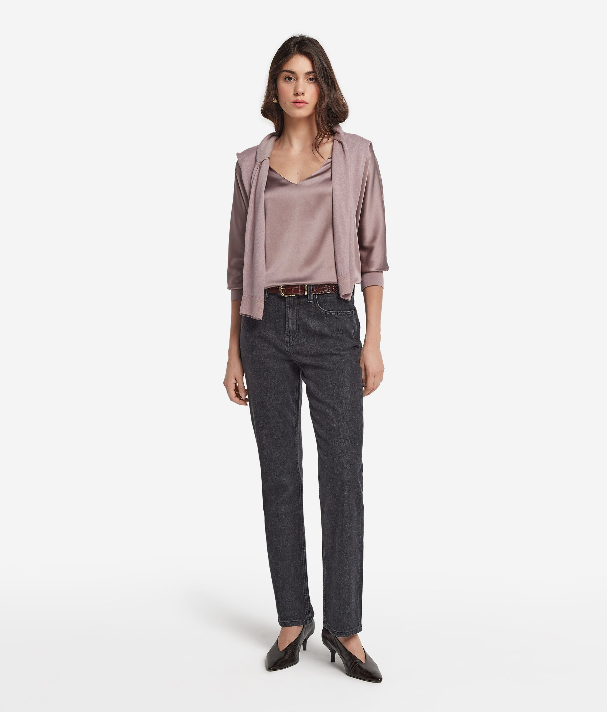 V-Neck Silk Blouse
