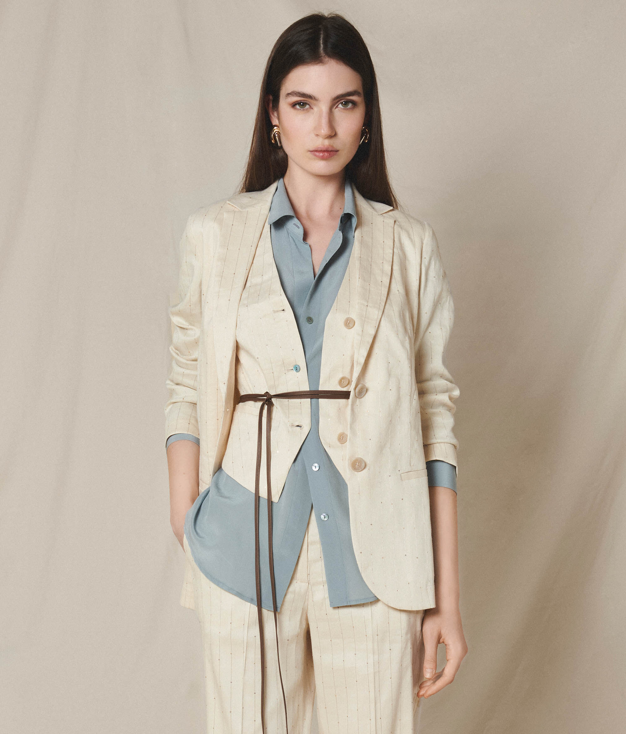 Chaqueta de rayas diplomáticas con lentejuelas