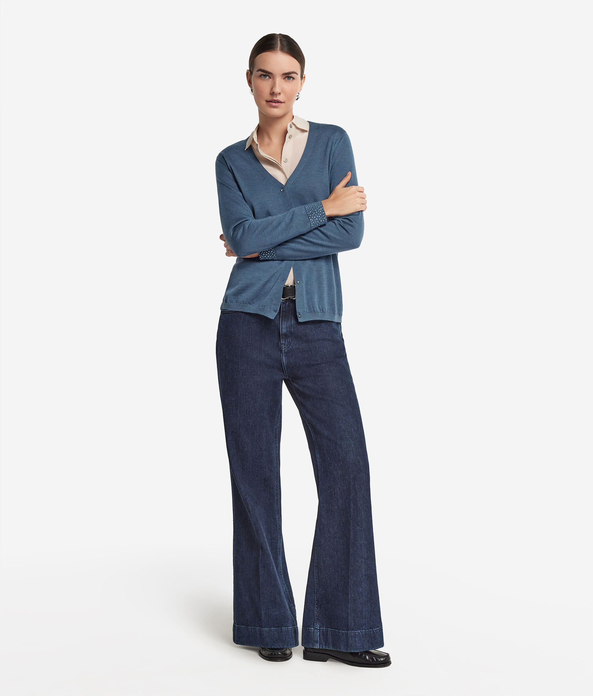 Ultrafine Cashmere Sweater with Rhinestones