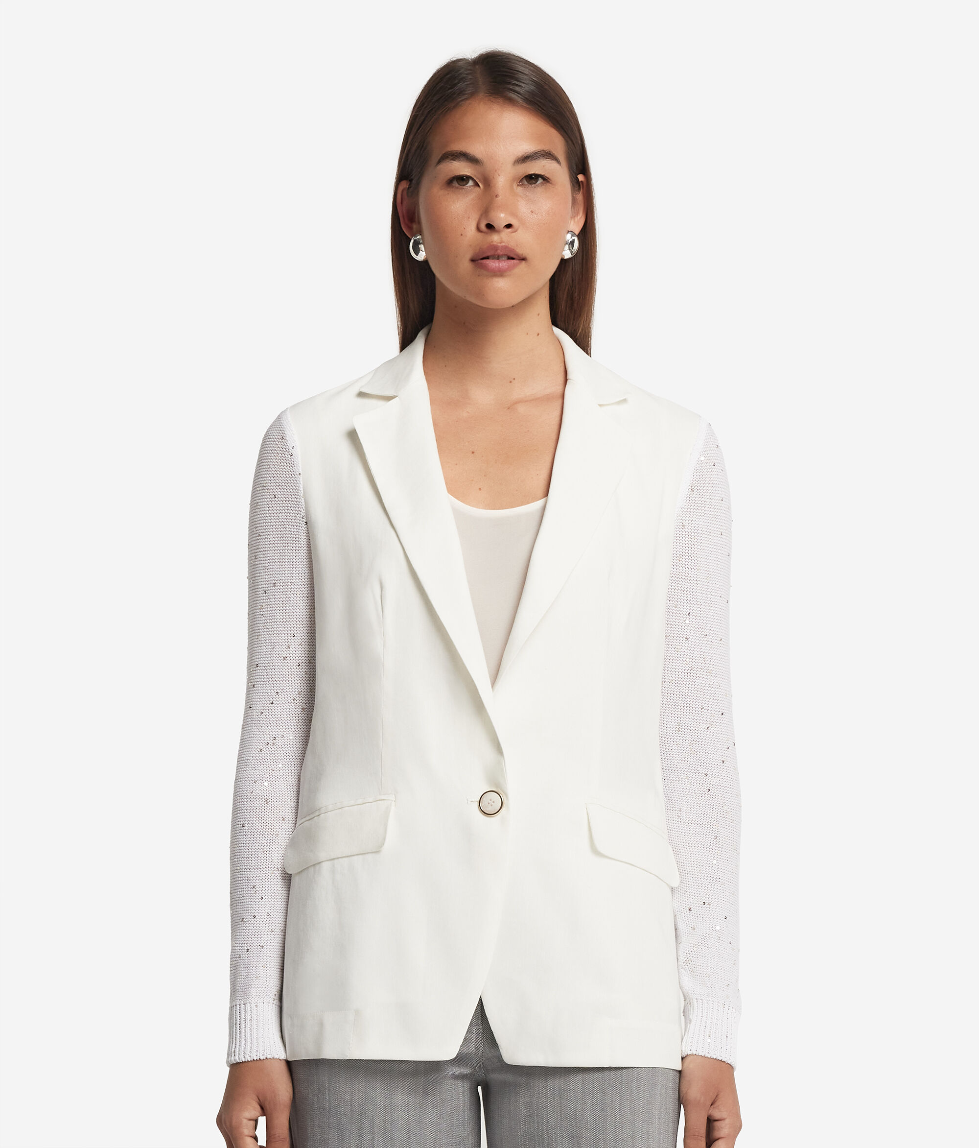 Jacket with Micro-Sequin Sleeves