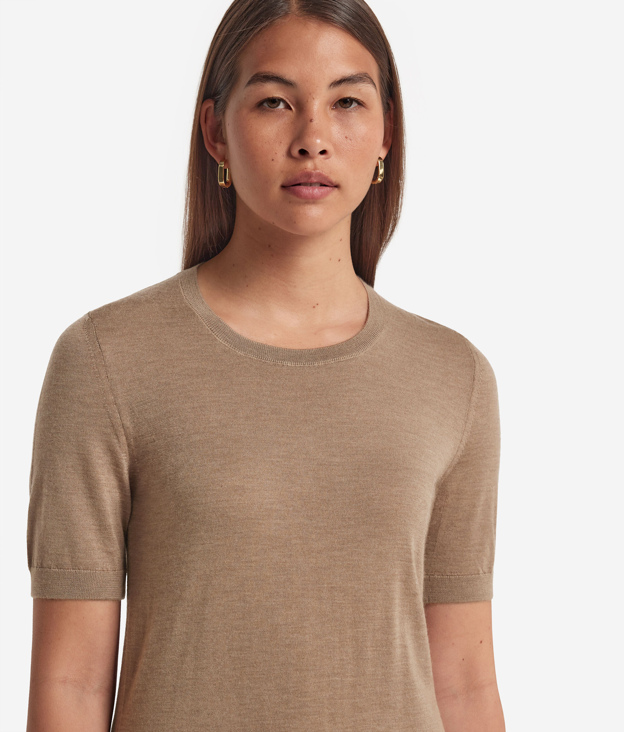 Short-Sleeved Round-Neck Ultrafine Cashmere Top