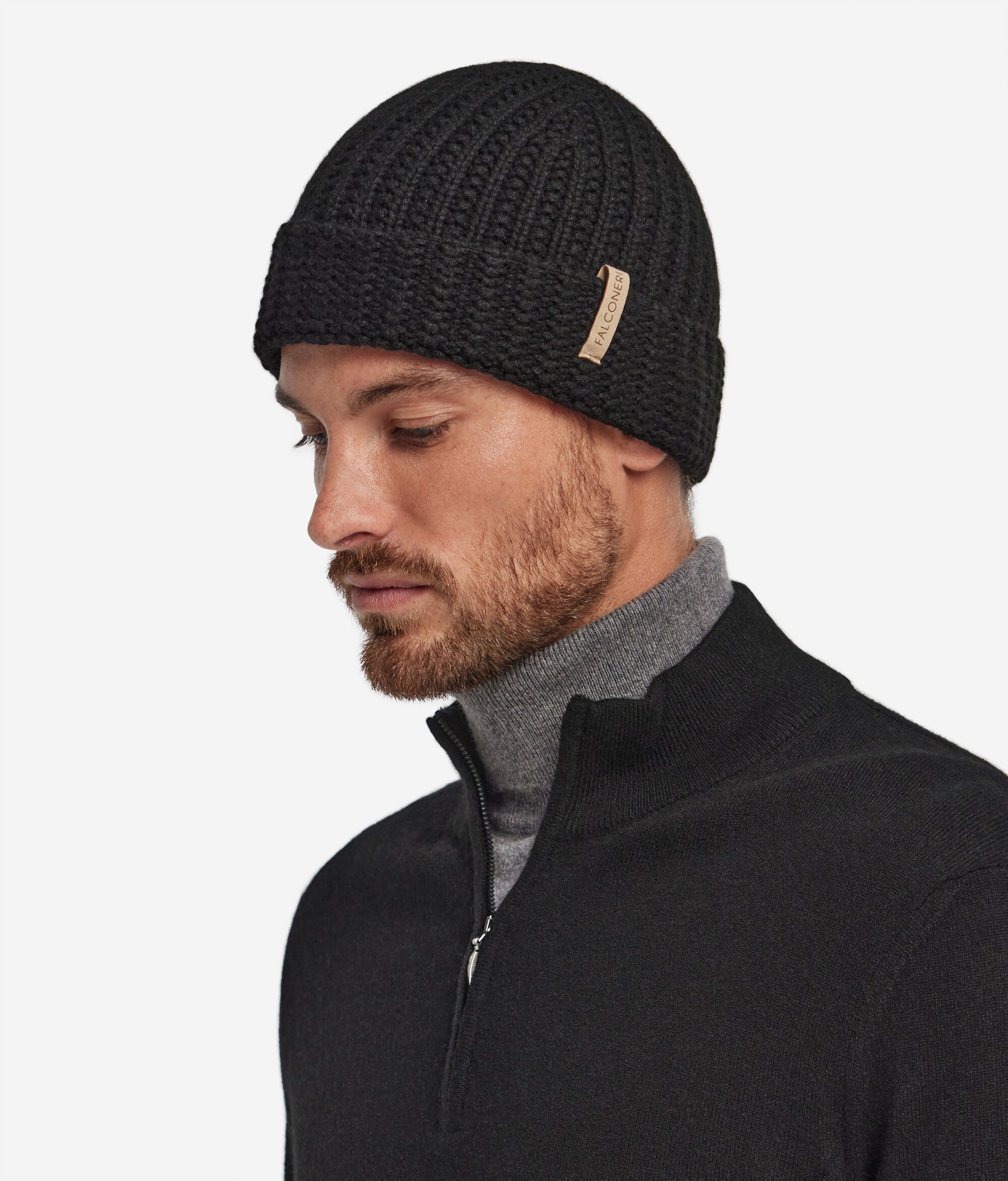 Gorro com Padrão Canelado em Caxemira
