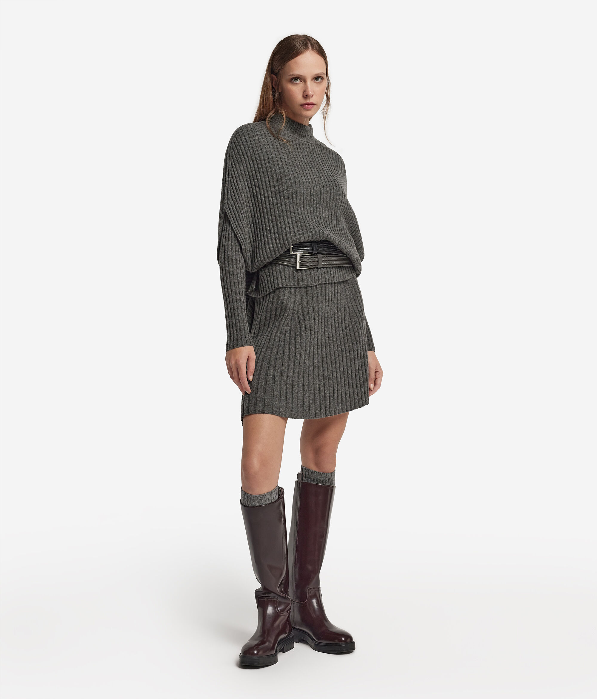 Geripptes Kleid aus Kaschmir Ultrasoft