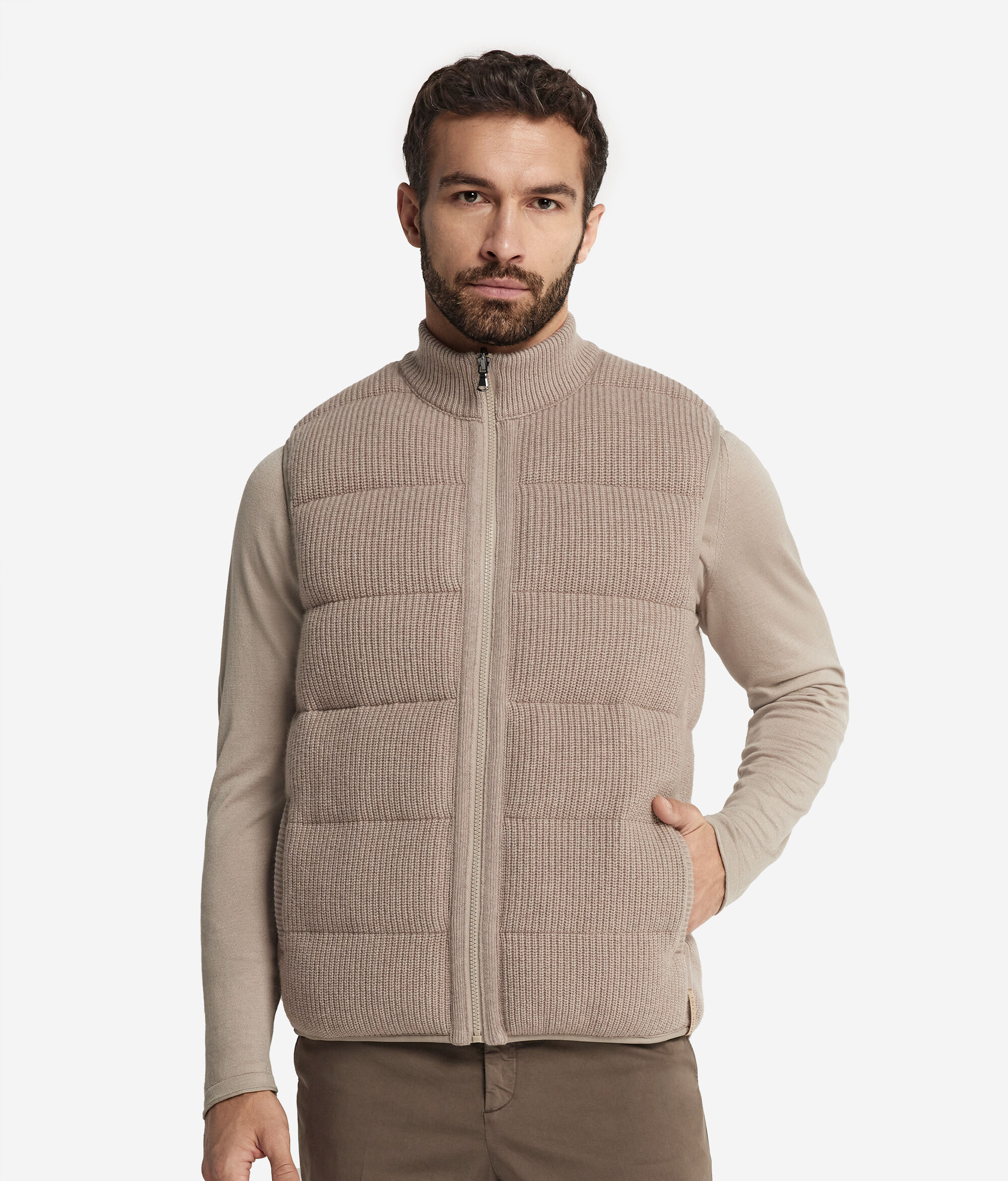 Reversible Cashmere Sleeveless Short Quilted Jacket