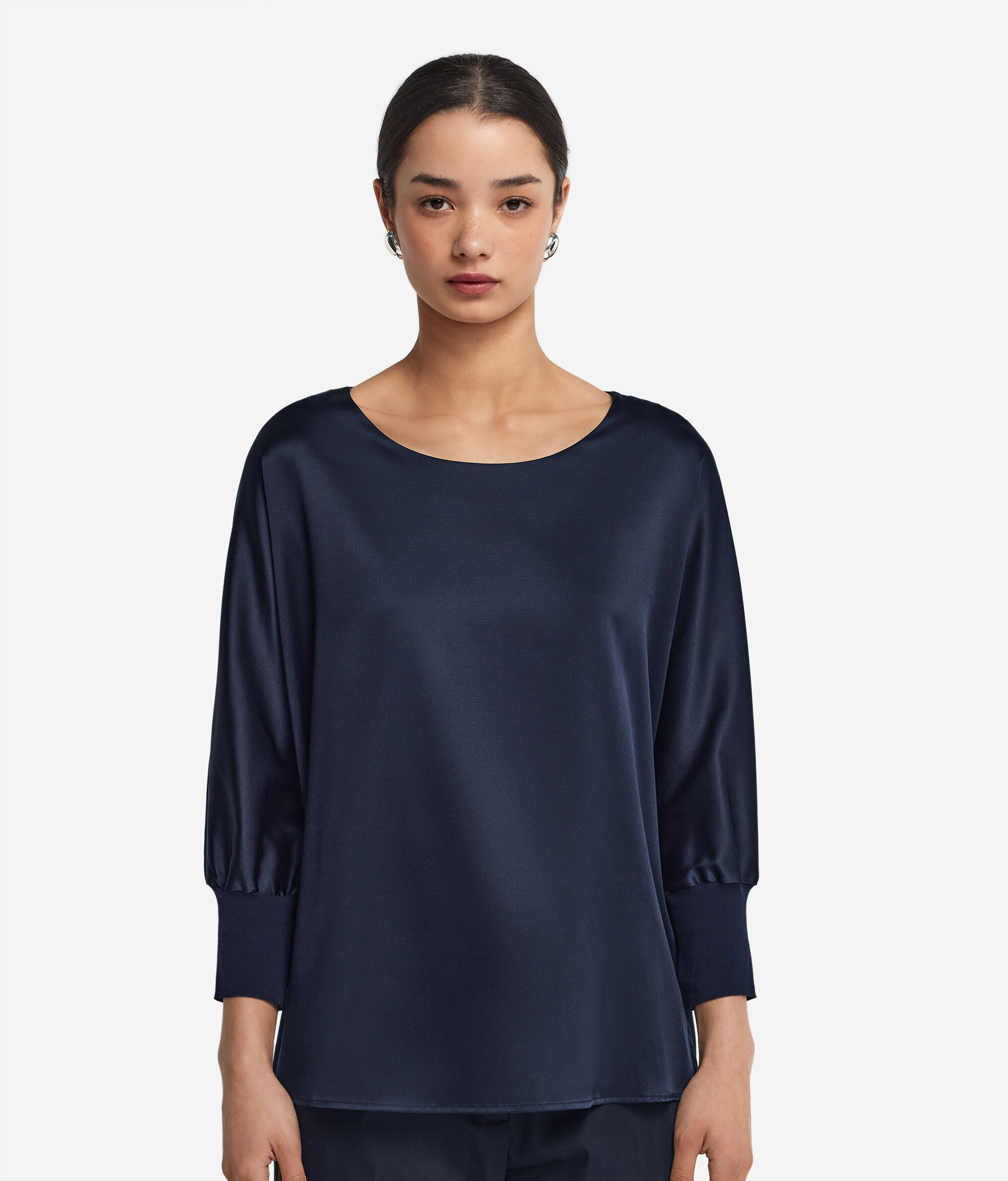 Round-Neck Silk Satin Jumper