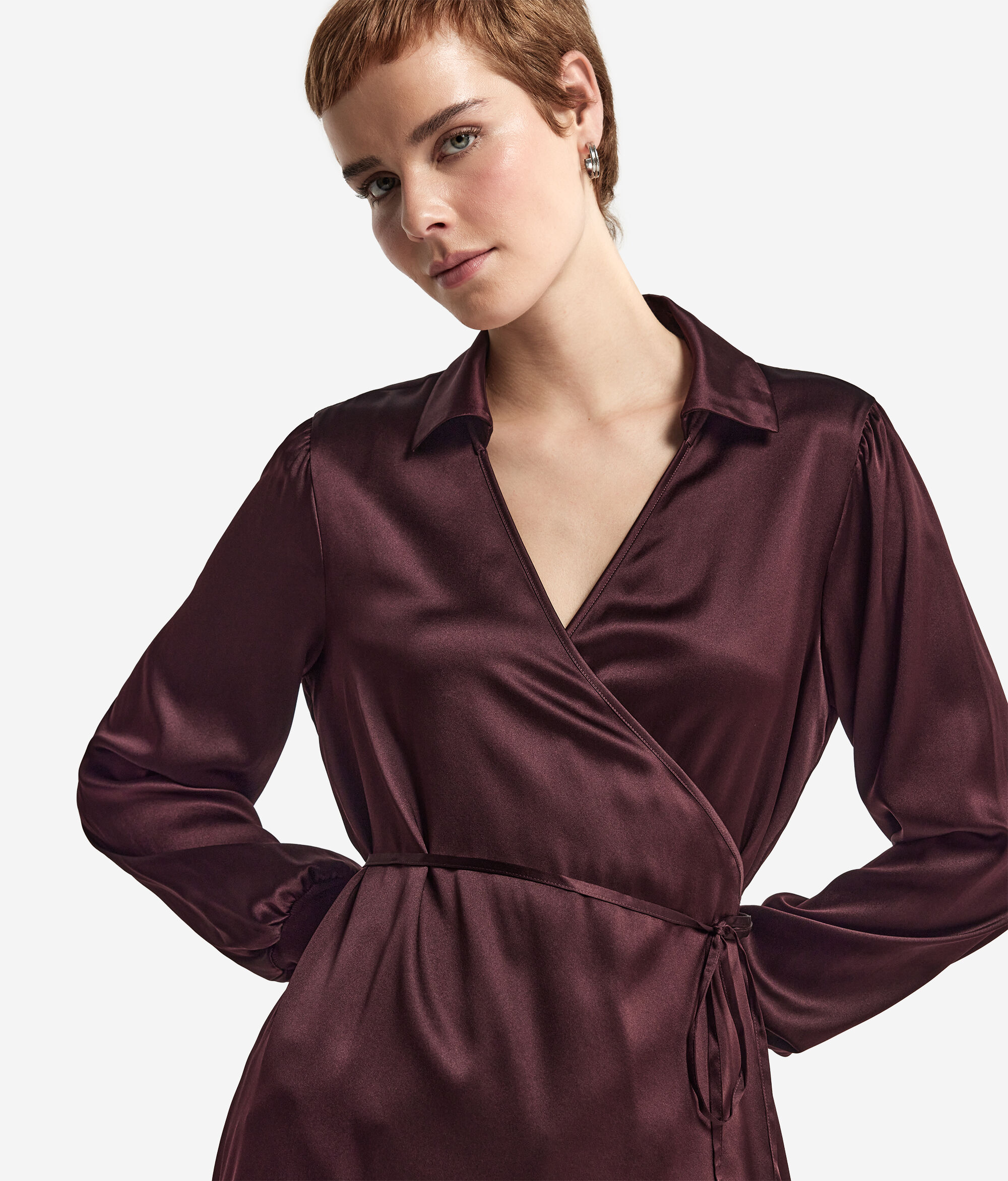 Silk Satin Shirt with Jersey Cuffs