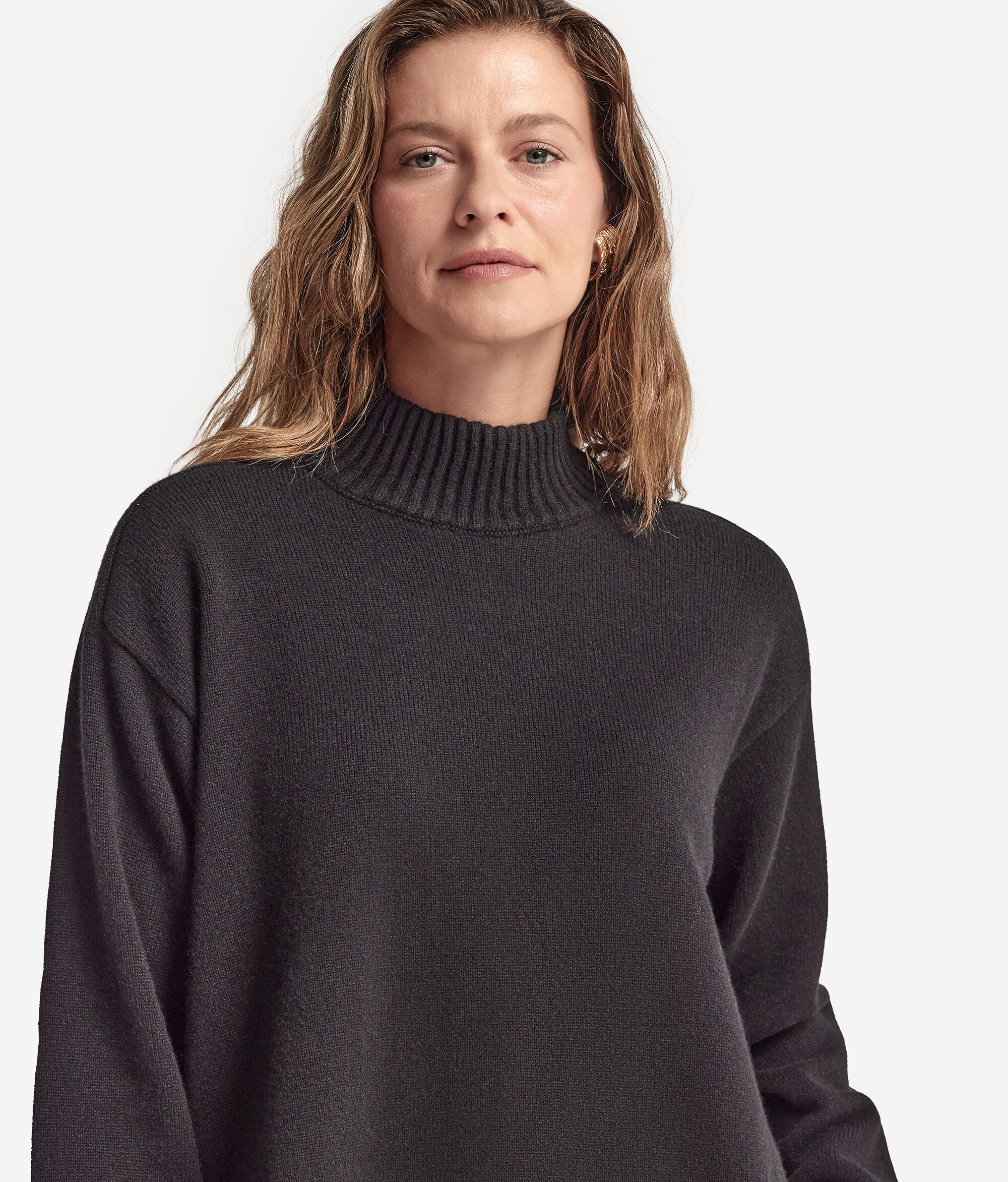 Stehkragenpullover aus Kaschmir Ultrasoft mit Sattelschulter