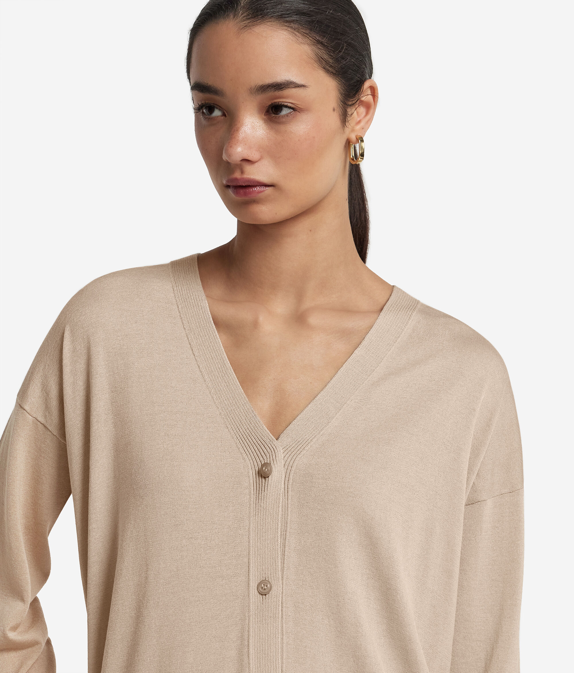 Cardigan a Maniche Lunghe in Seta Cotone