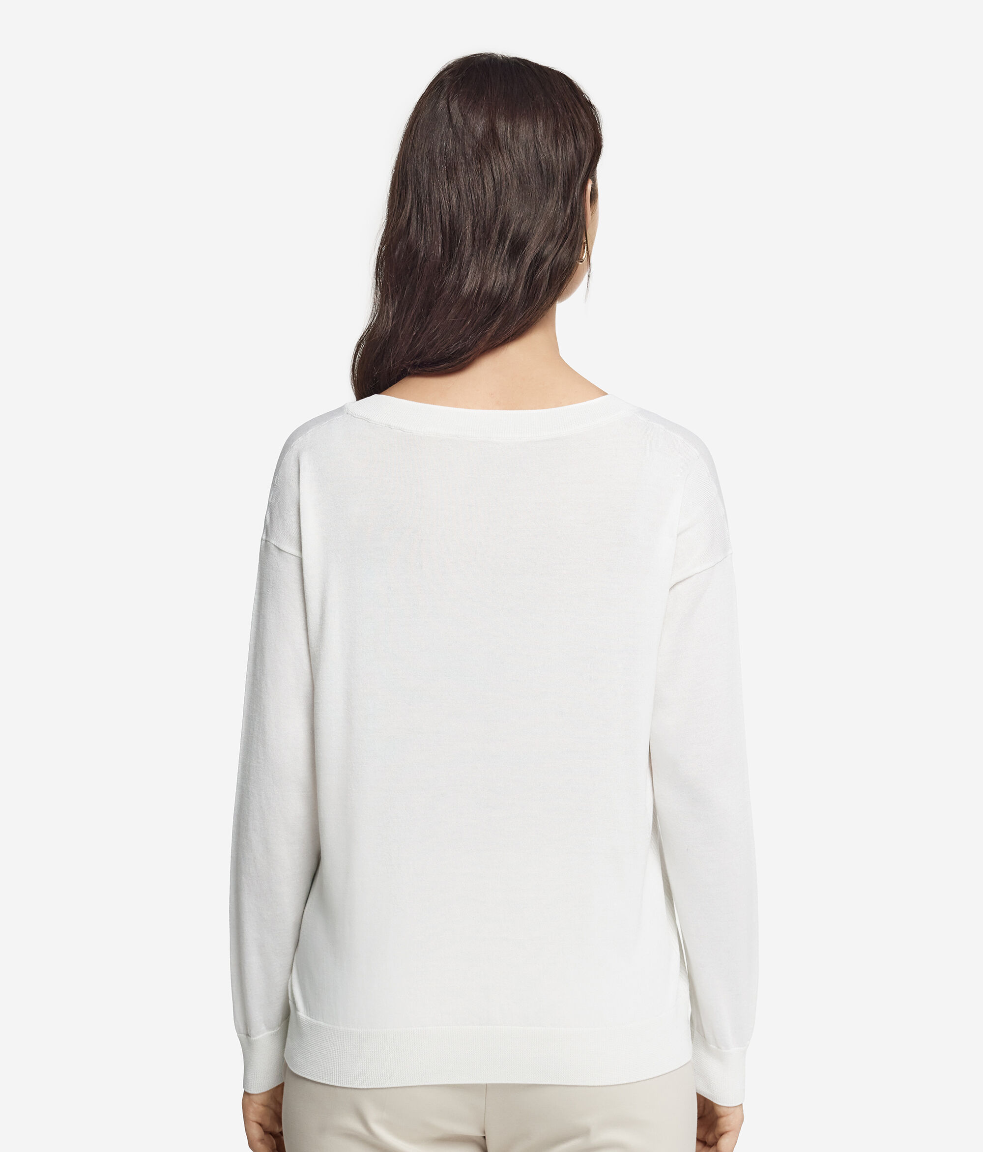 Pull à col rond en soie et coton