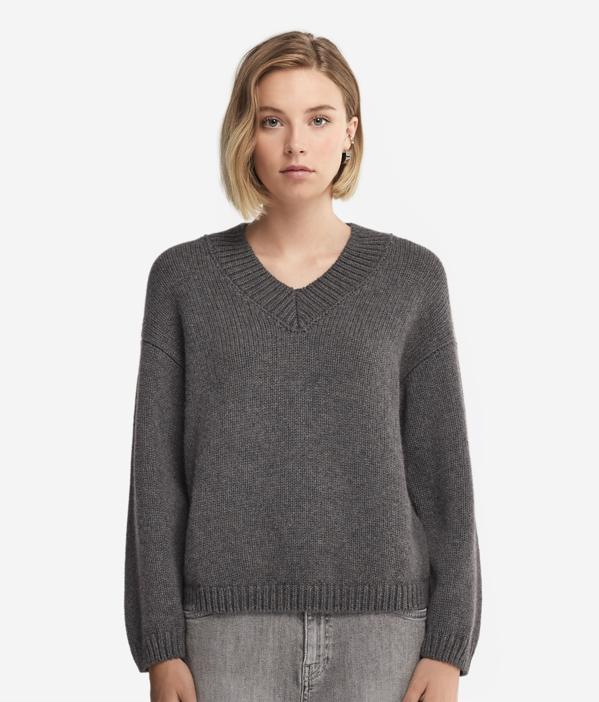 Tricot-Pullover mit V-Ausschnitt aus Kaschmir Ultrasoft