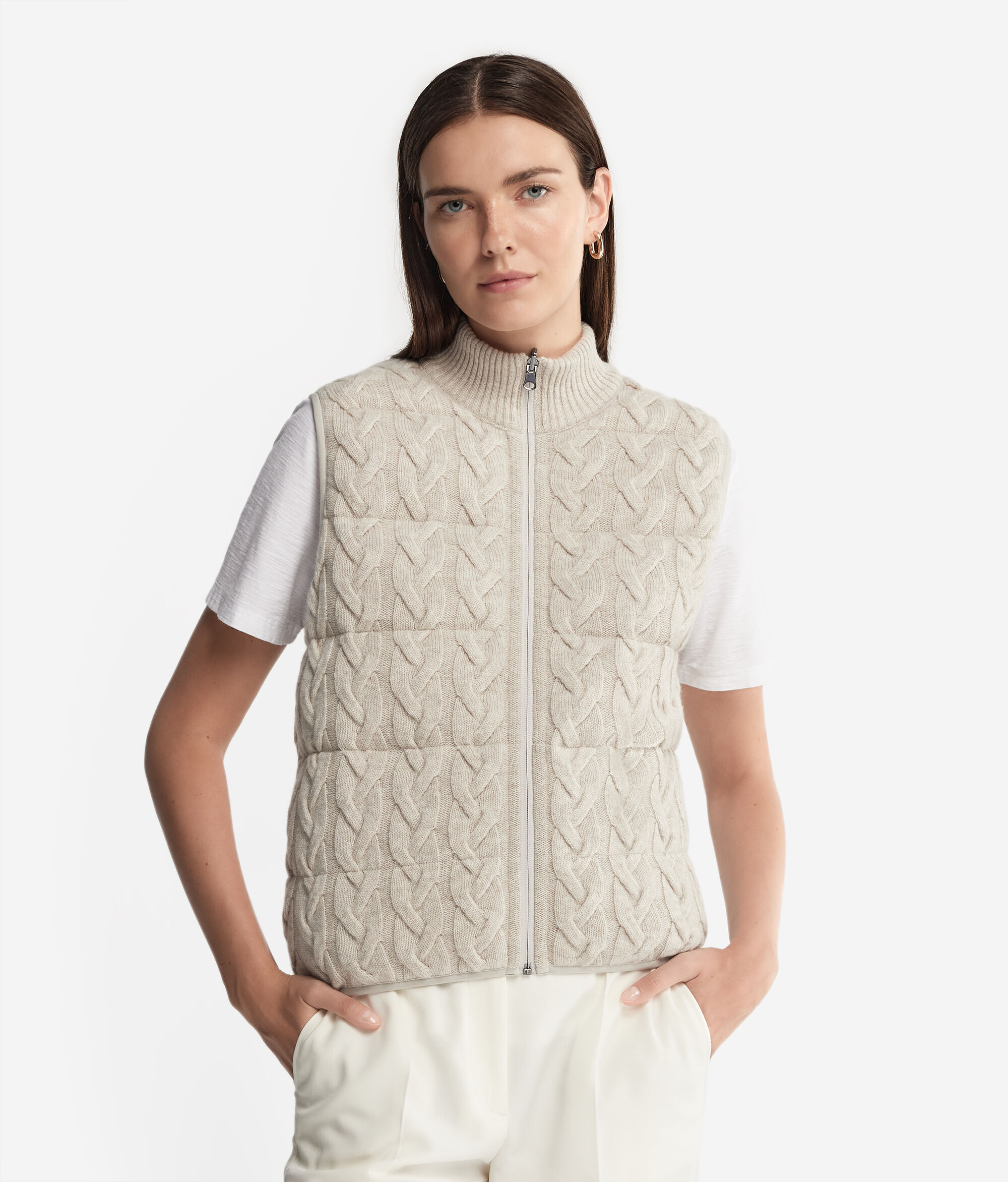 Reversible Cable-Knit Quilted Vest
