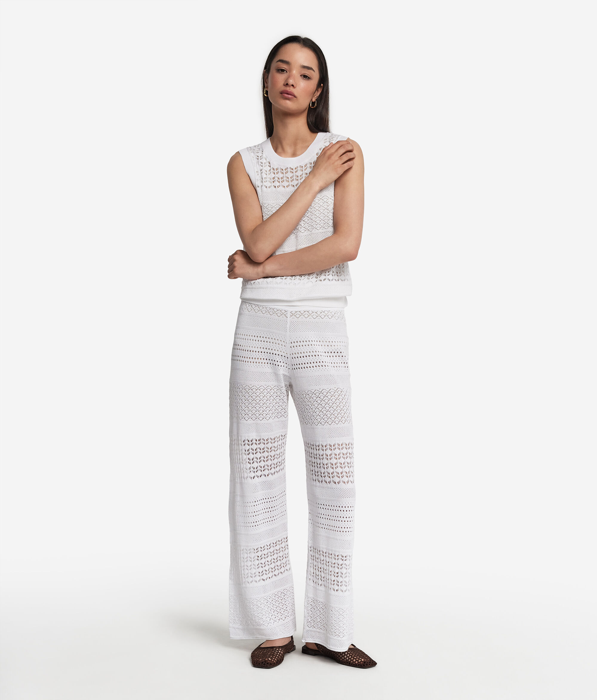 Pantalon en coton effet crochet