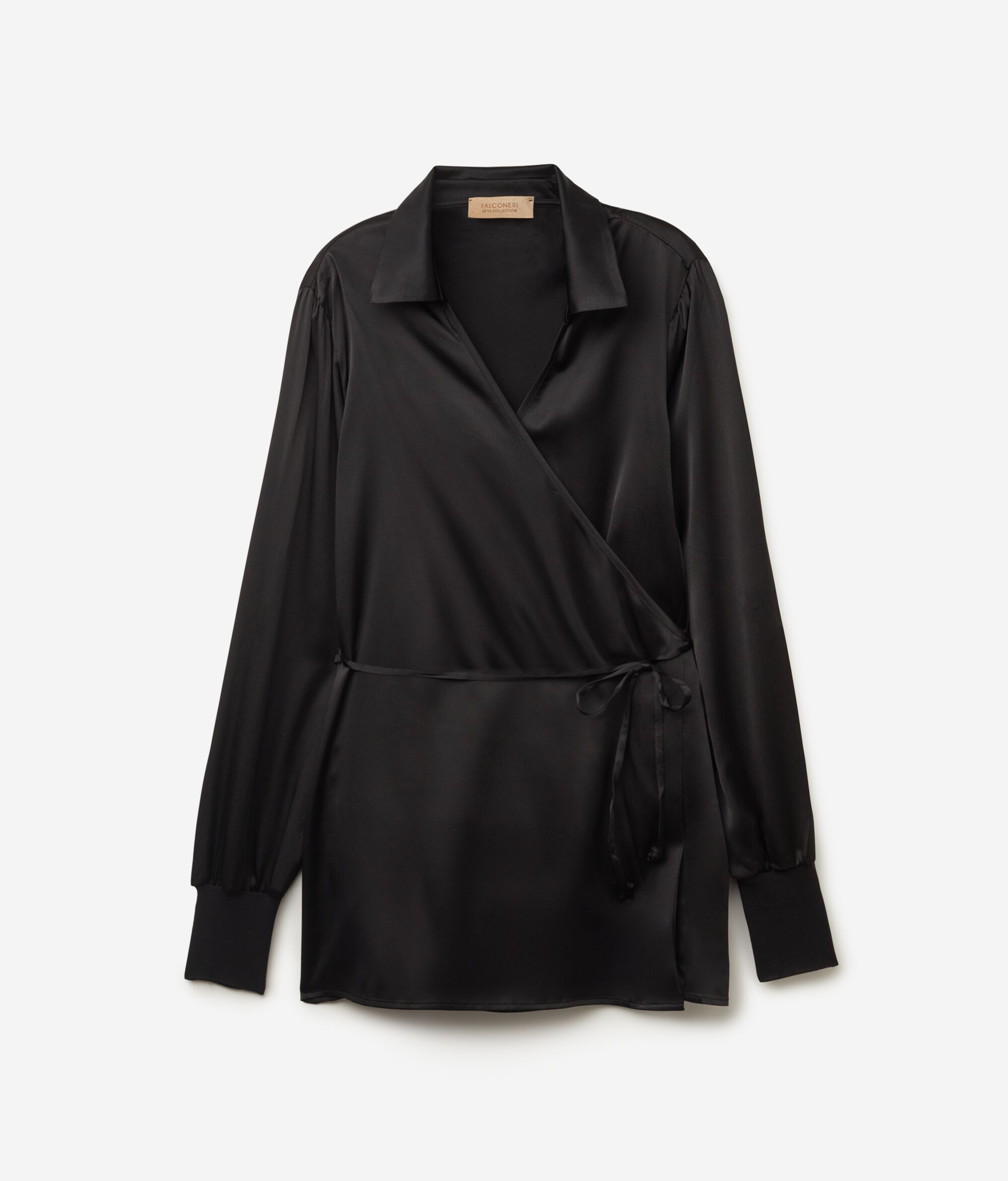 Silk Satin Shirt with Jersey Cuffs