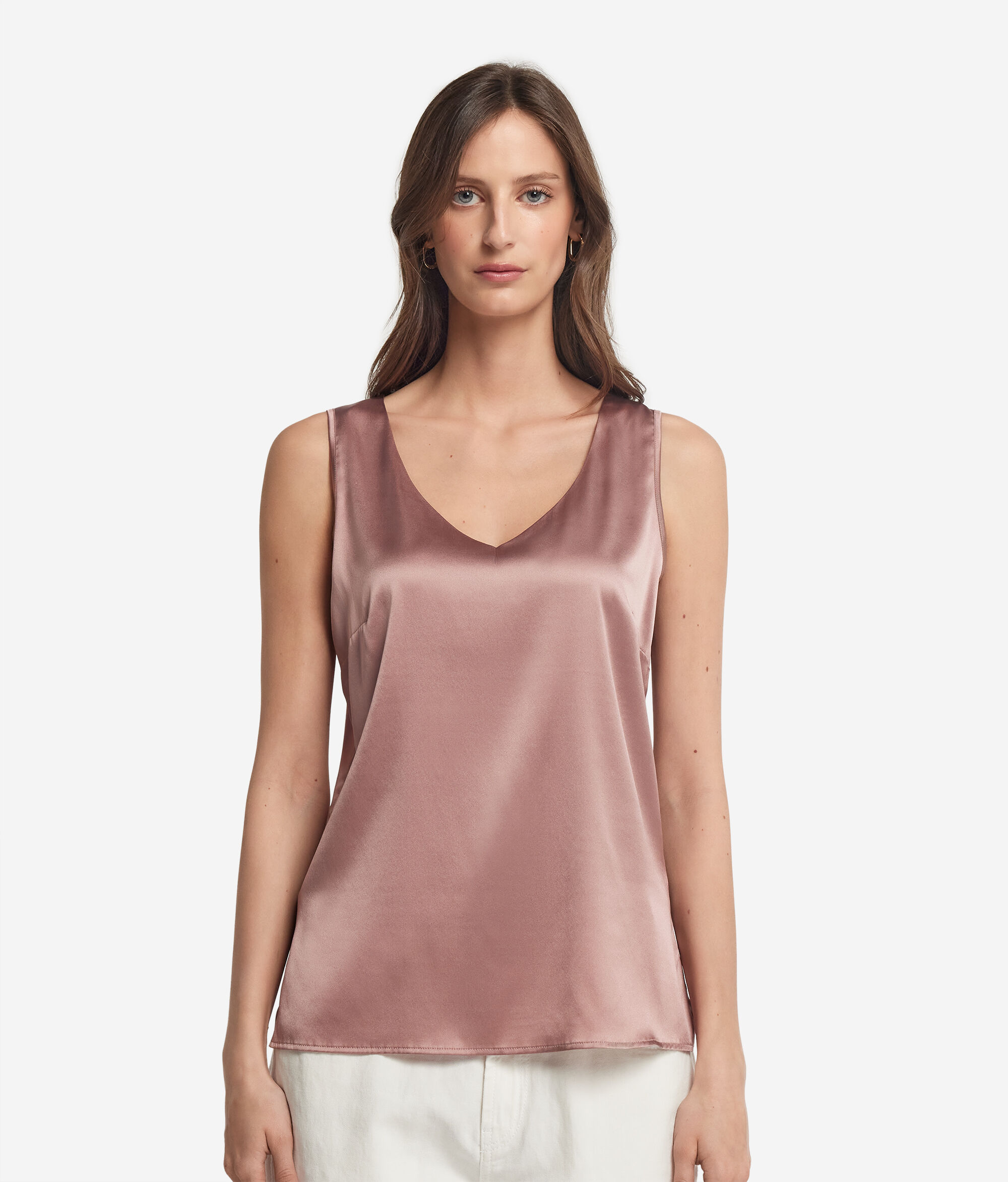 Seiden-Tanktop mit V-Ausschnitt