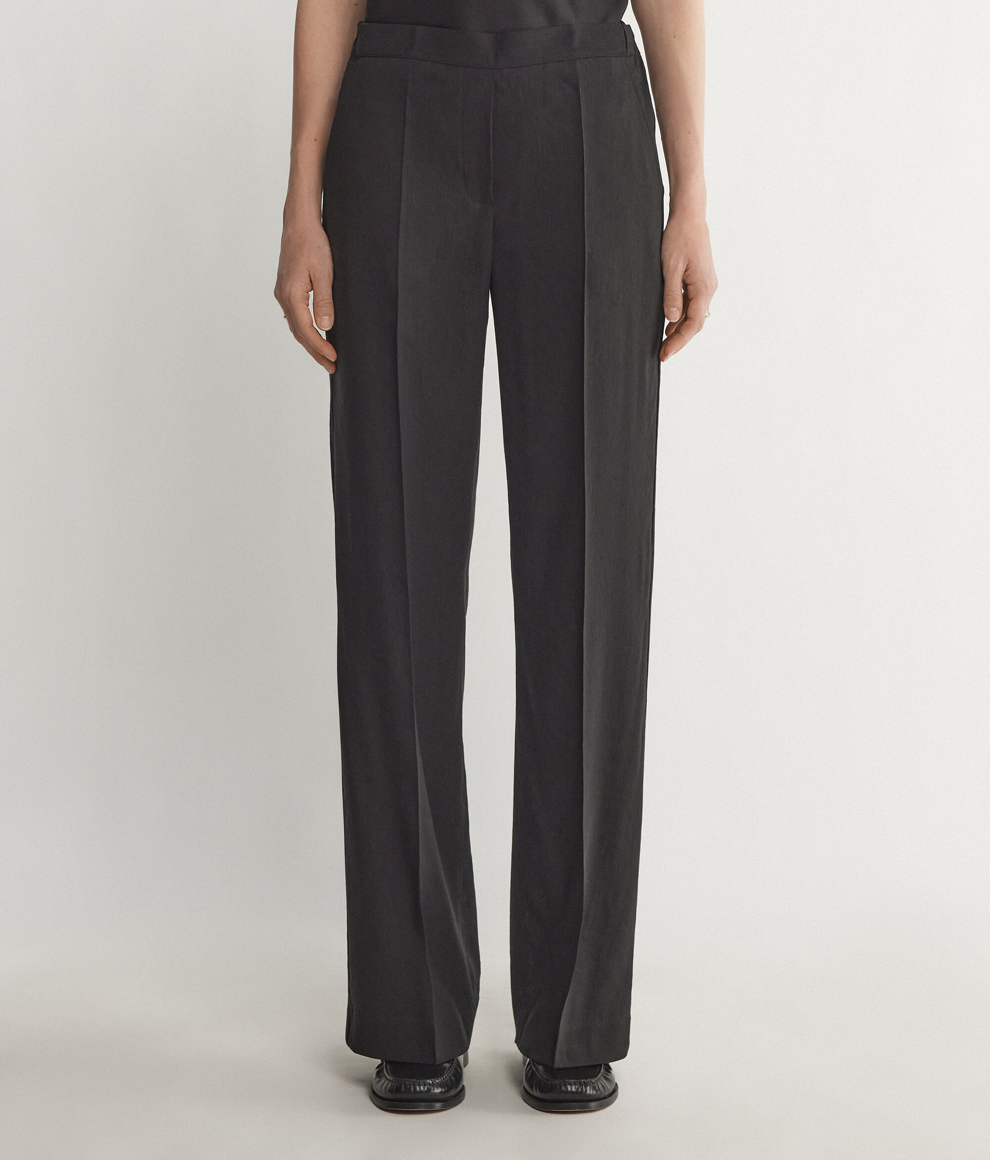 Linen Viscose Wide-Leg Trousers