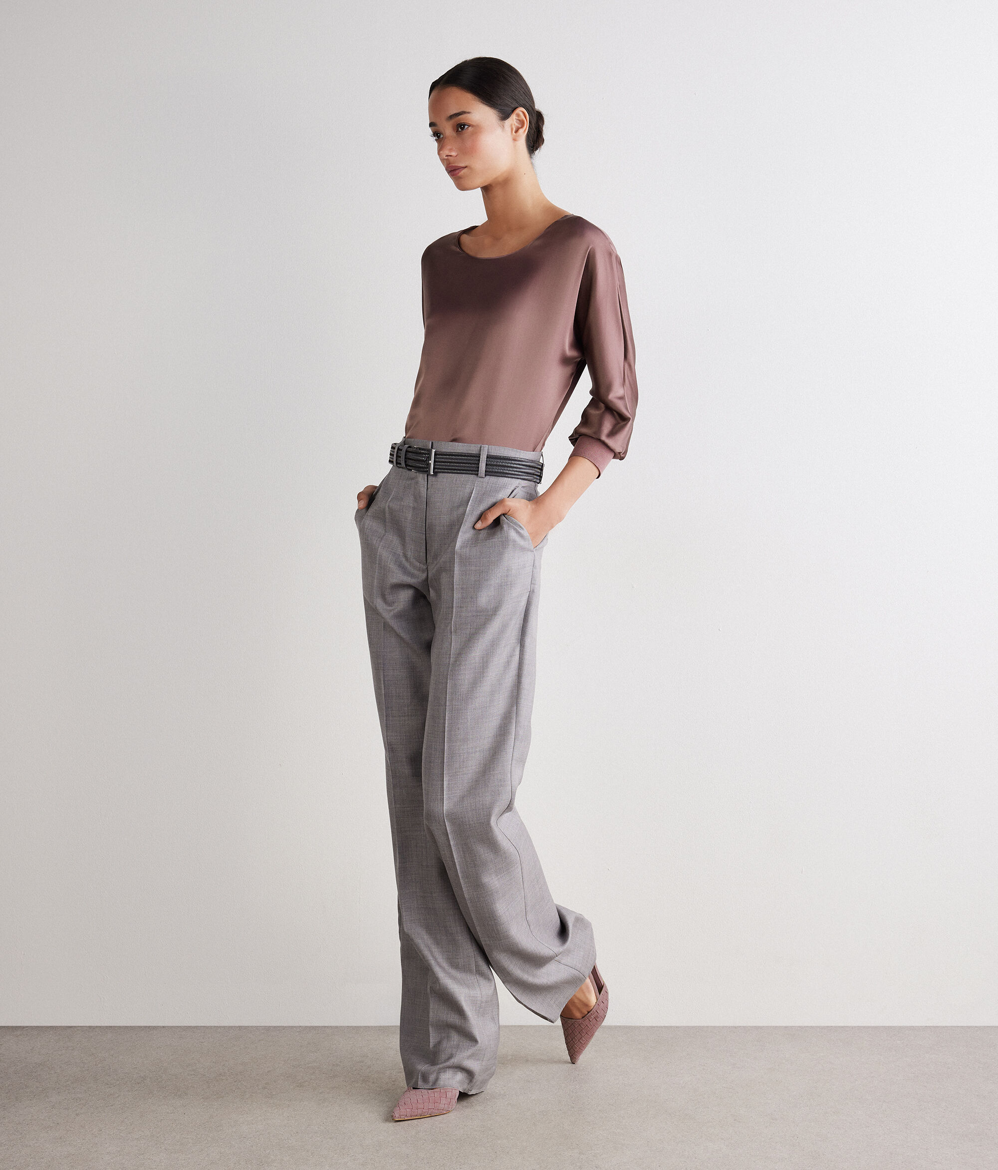 Kerek Nyakú Selyemszatén Pulóver