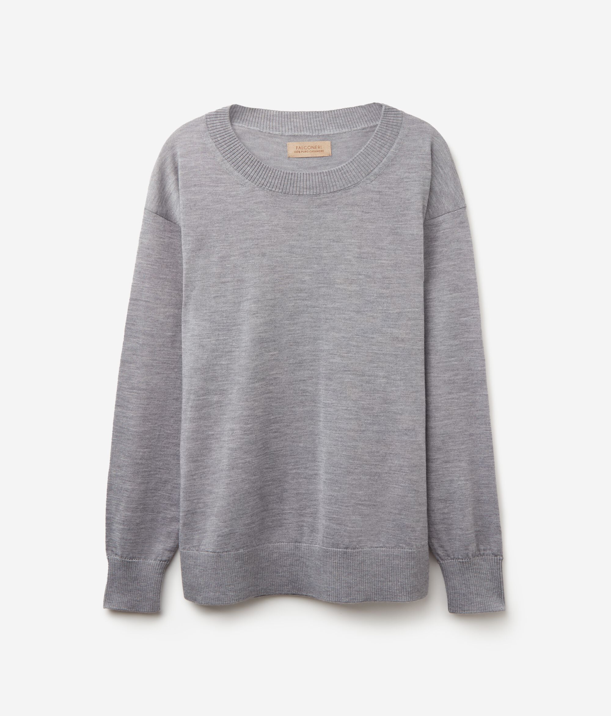Round-Neck Cashmere Jumper with Slits