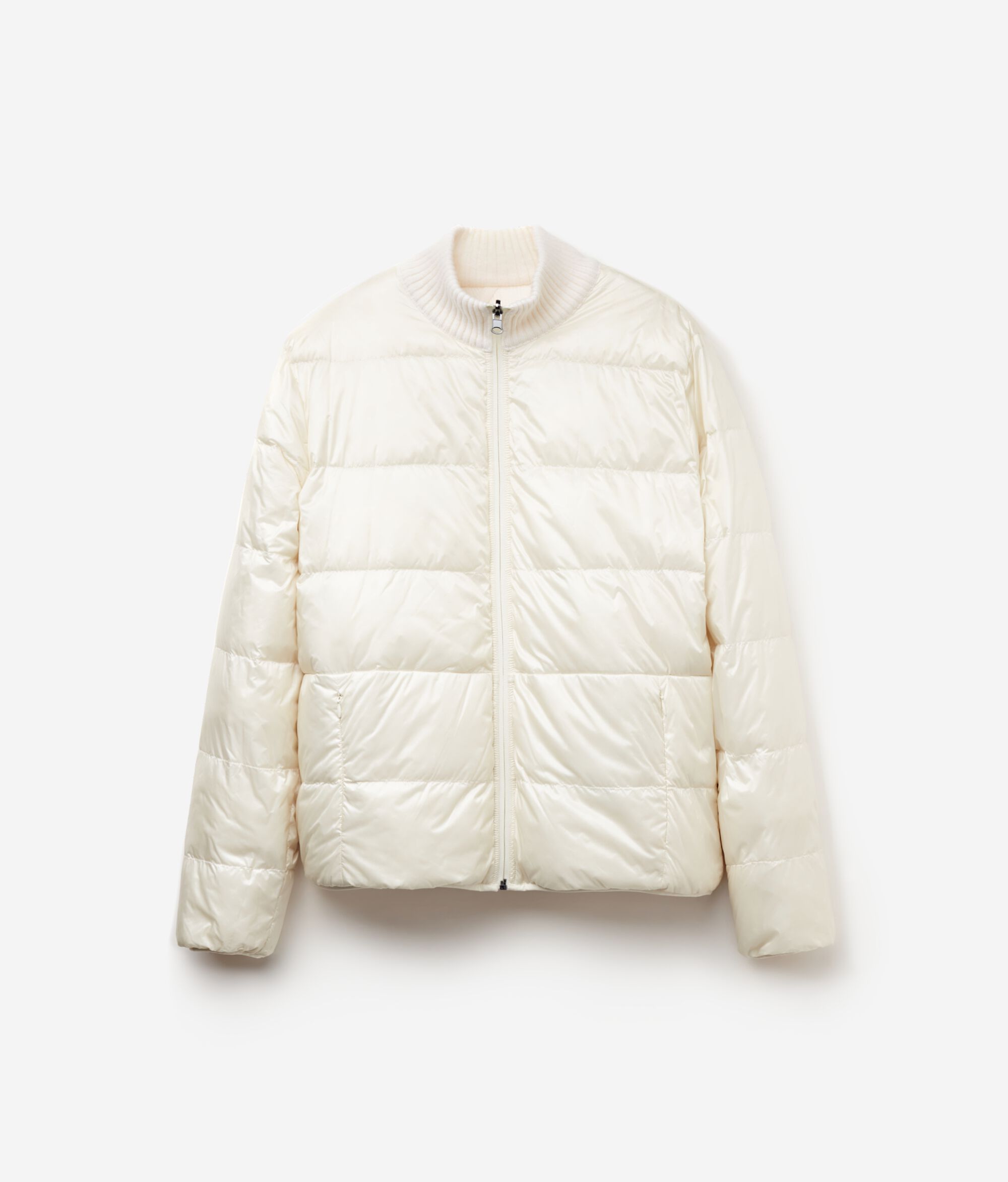 Cashmere Reversible Down Jacket with Cable Pattern