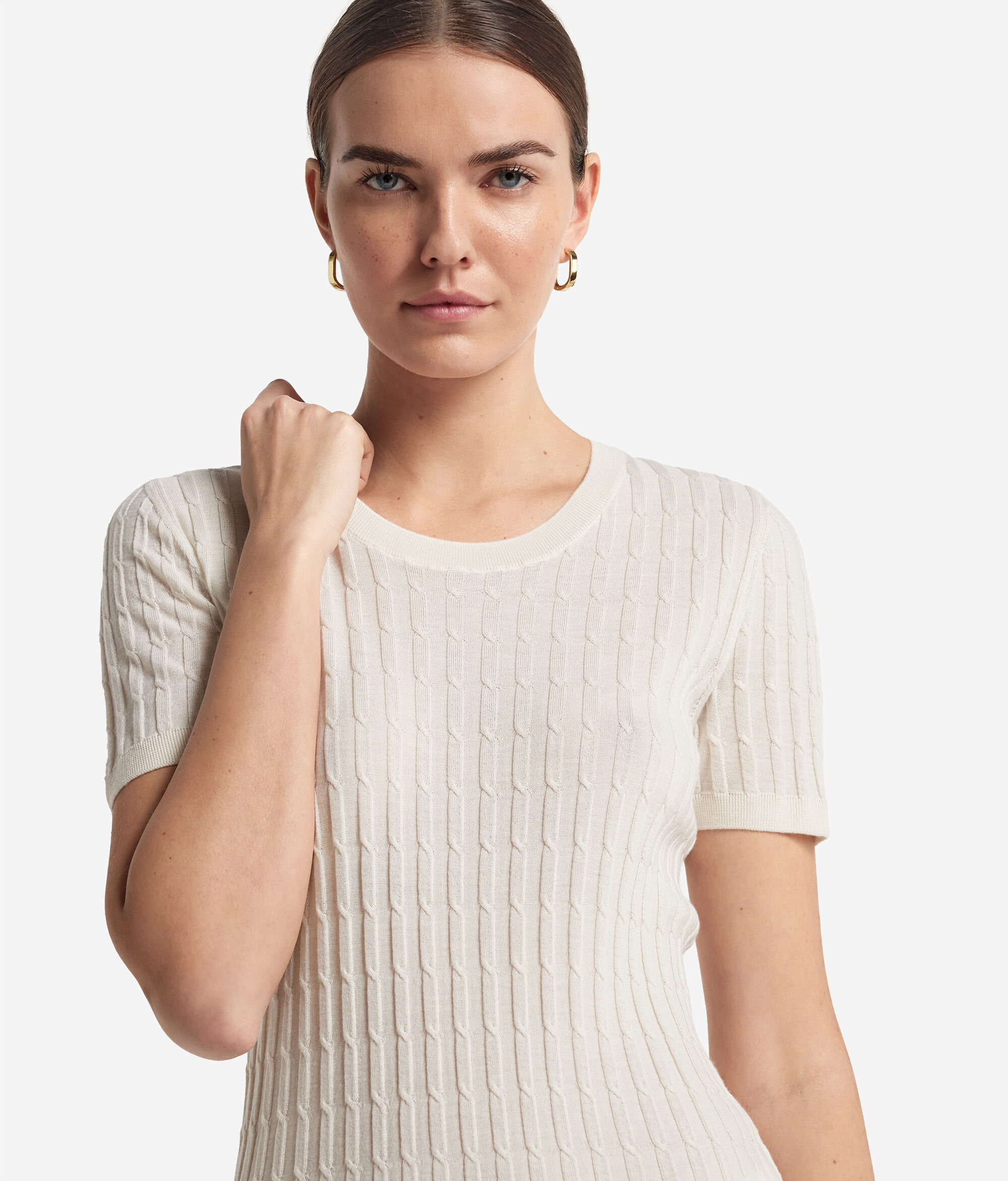 Maglia con Motivo a Treccina in Cashmere Ultrafine