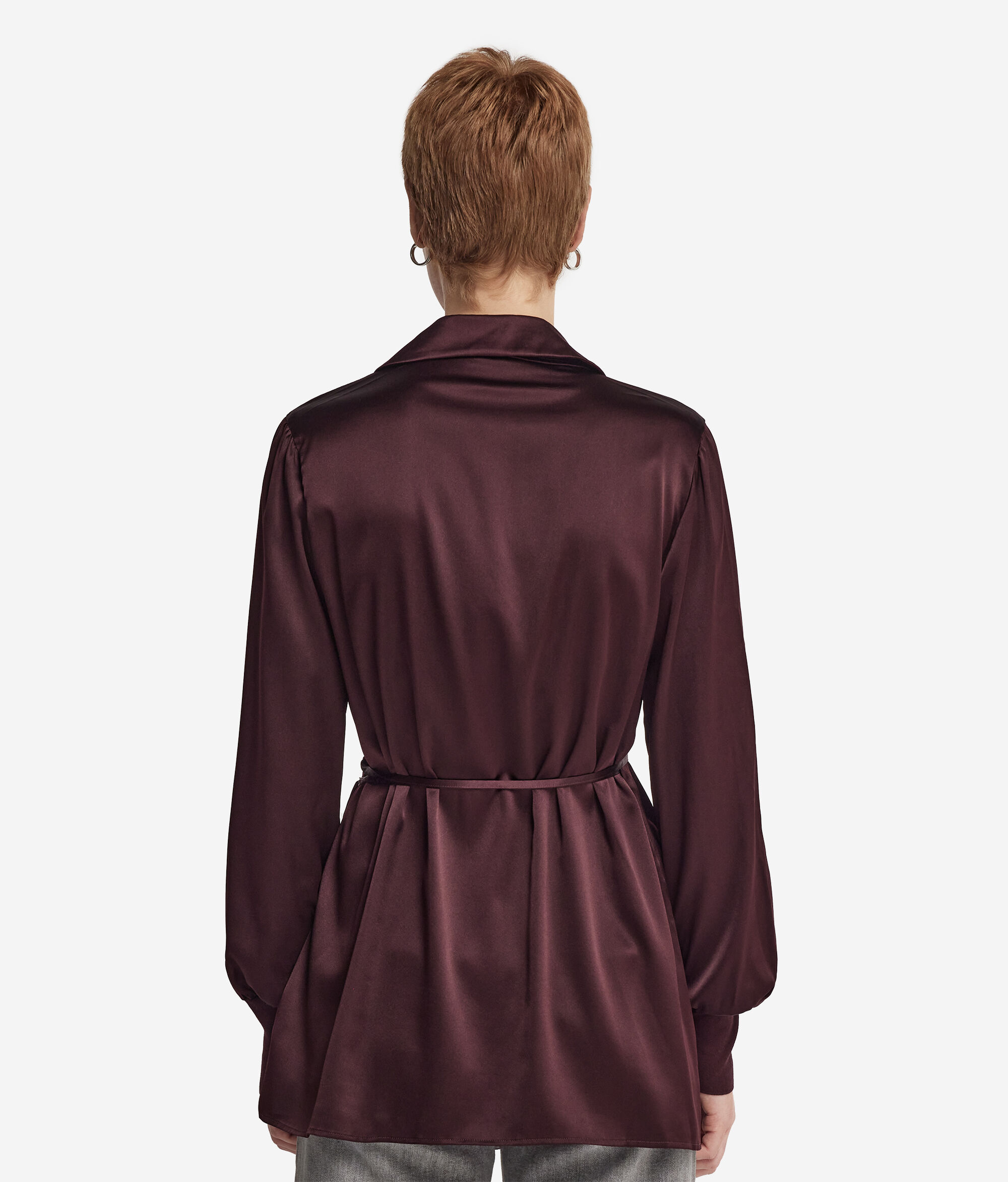 Silk Satin Shirt with Jersey Cuffs
