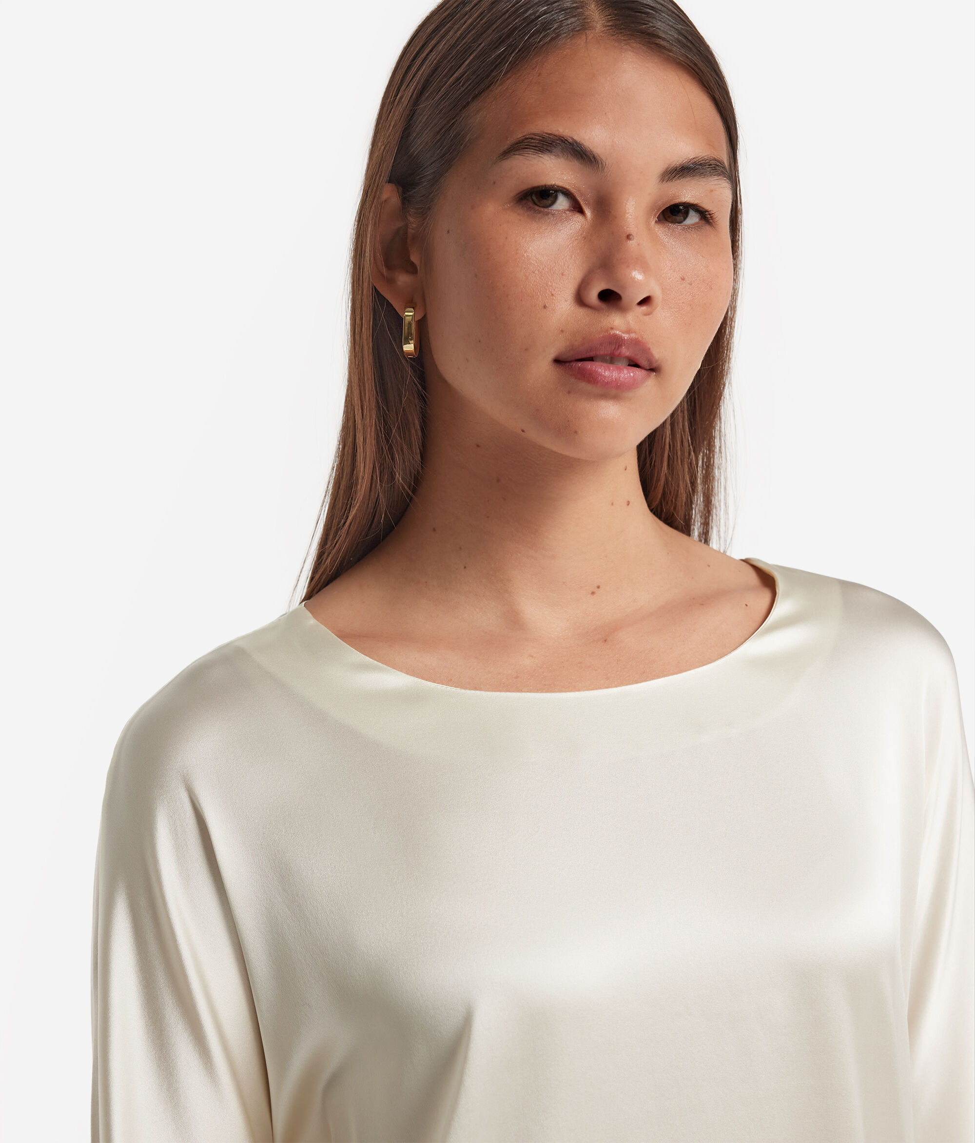 Round-Neck Silk Satin Jumper