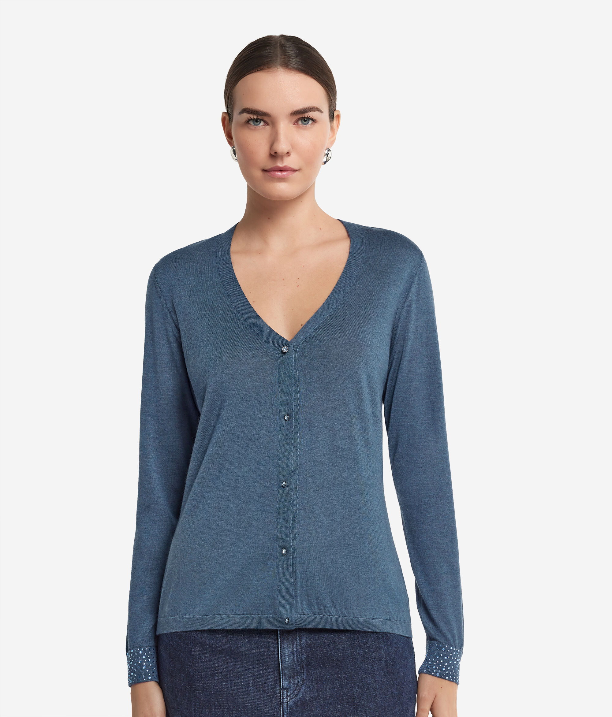 Strickjacke aus Kaschmir Ultrafine mit Strass