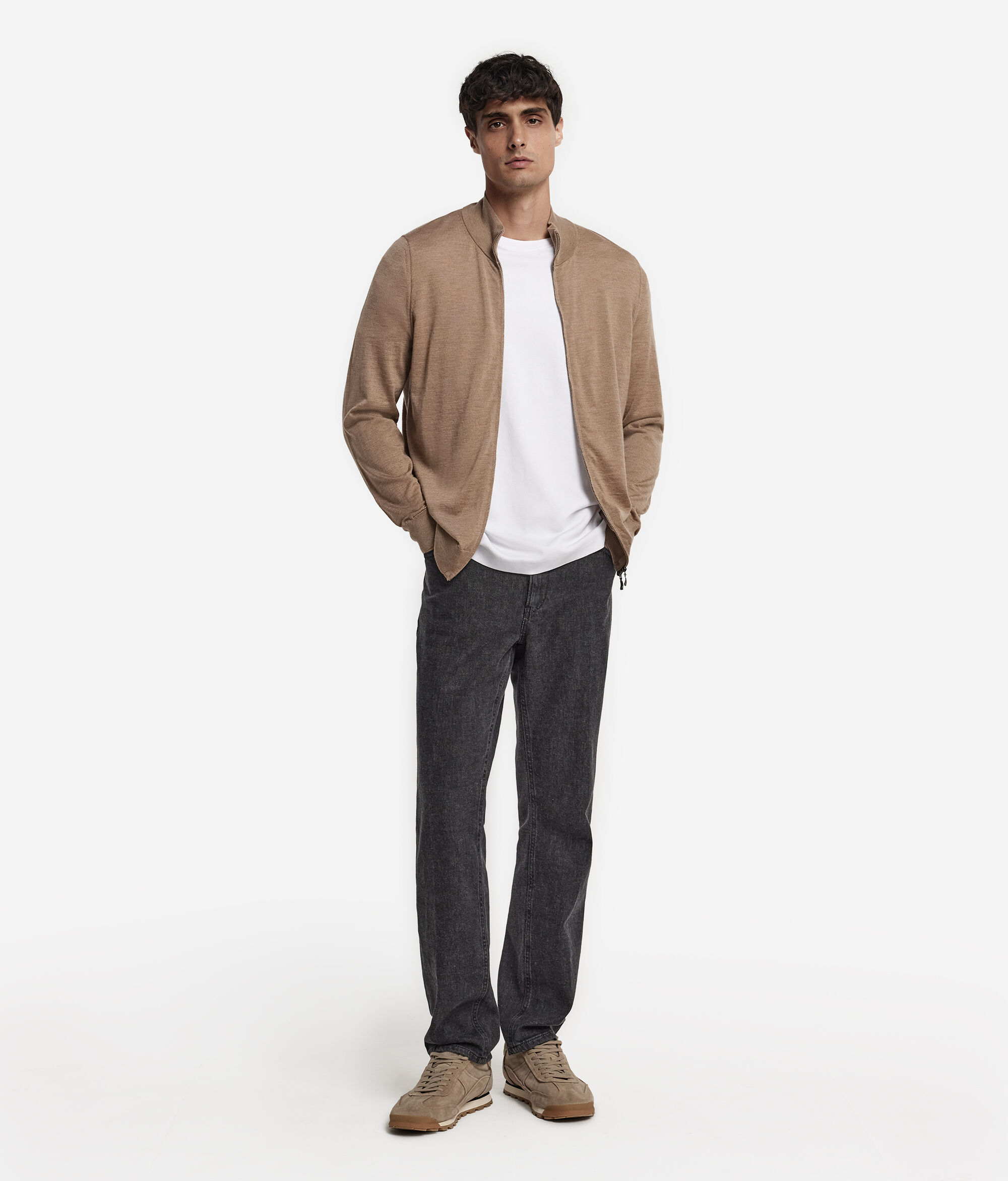 Cardigan con zip in Cashmere Ultrafine