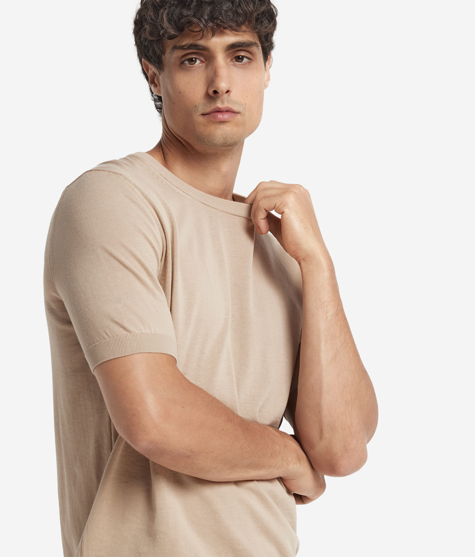 Κοντομάνικο T-Shirt με Στρογγυλή Λαιμόκοψη από Βαμβάκι Fresh