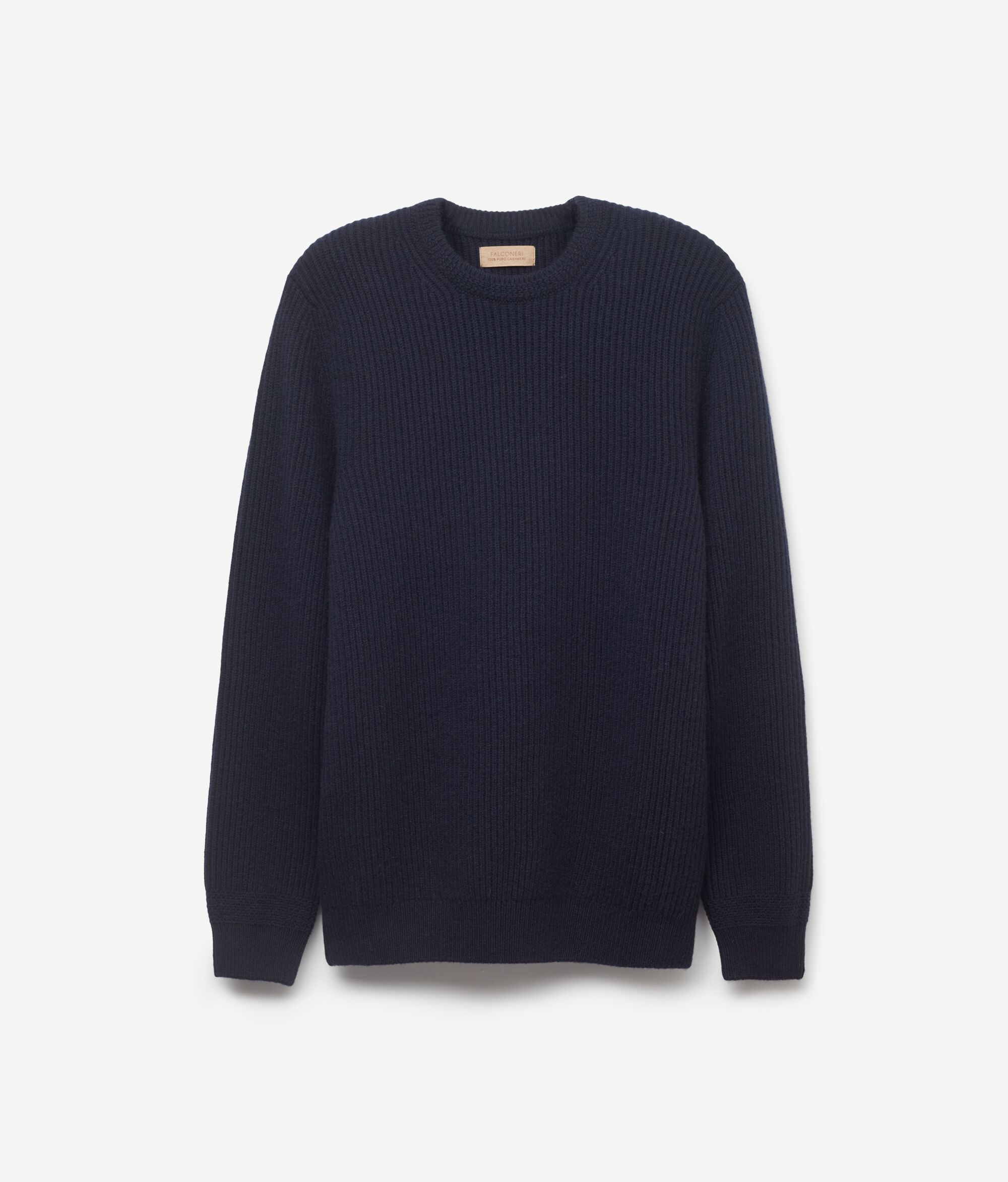 Ultrasoft Cashmere Round-Neck Jumper in Fisherman’s Rib Knit