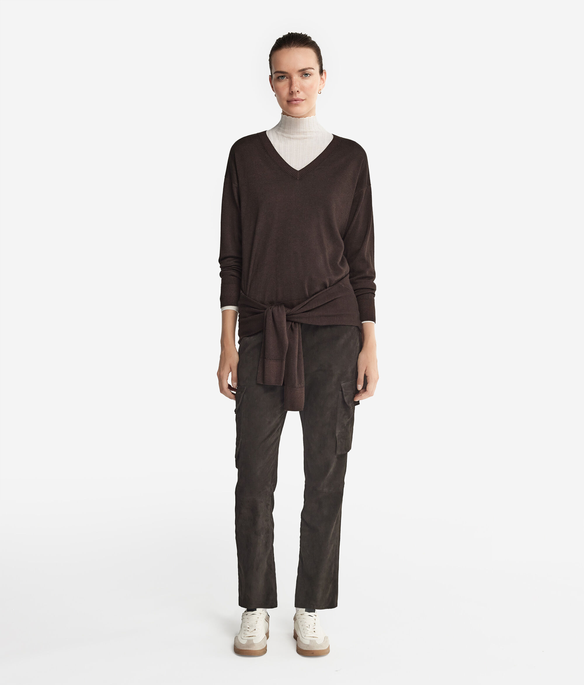 V-Neck Cashmere Jumper with Slits