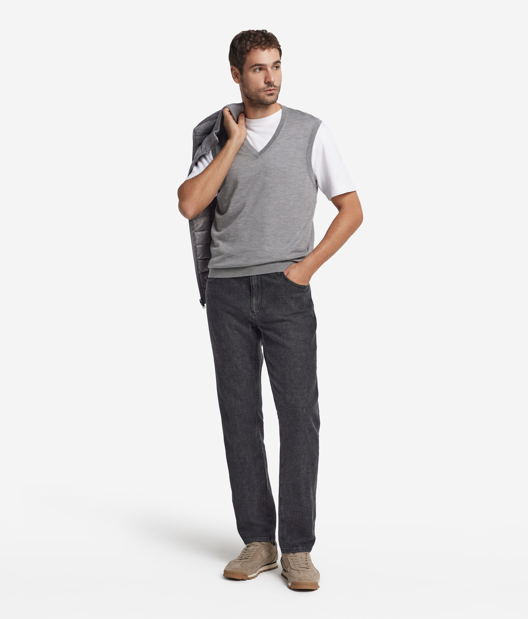 Chaleco con cuello de pico de Cashmere Ultrafine