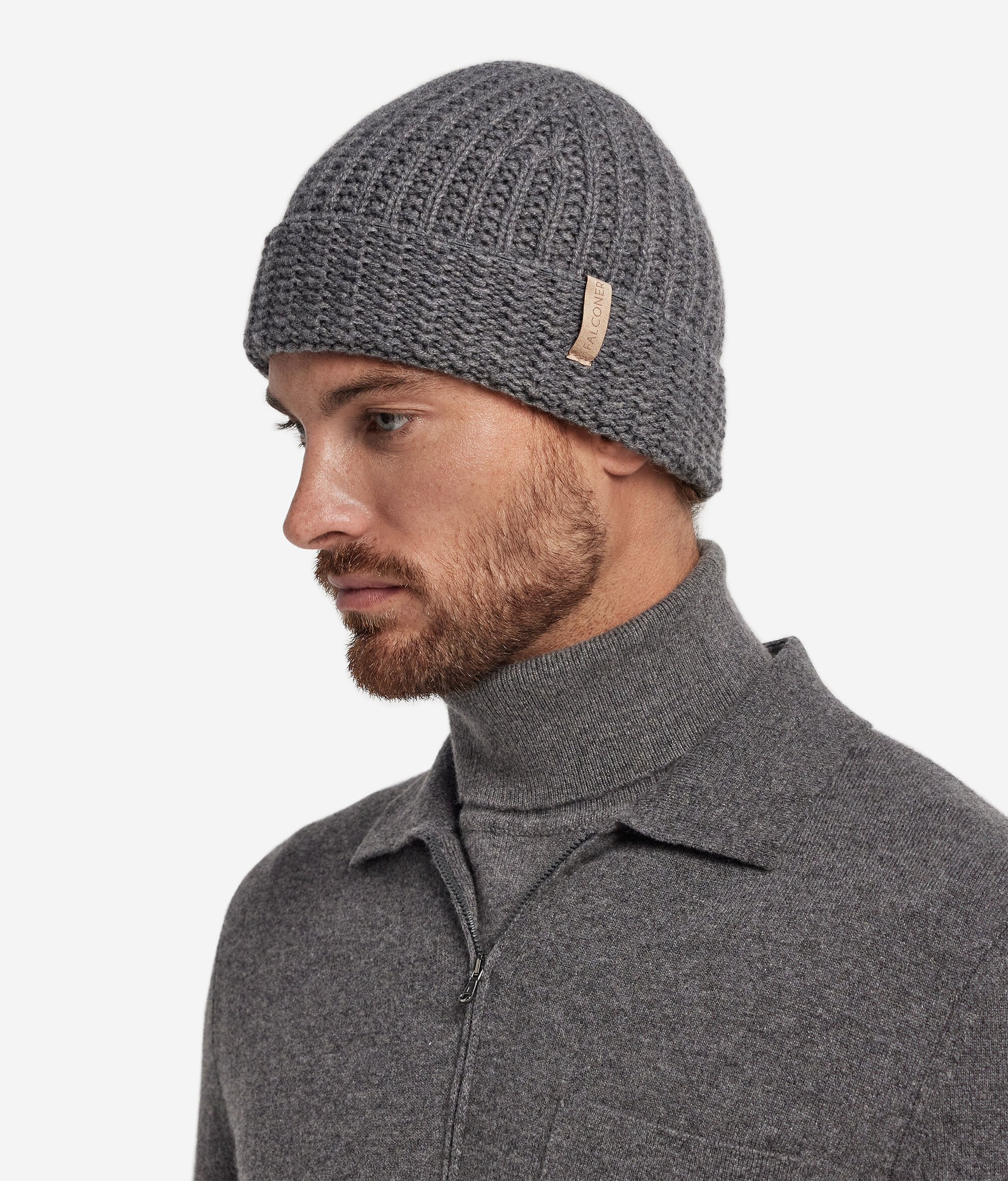 Gorro com Padrão Canelado em Caxemira