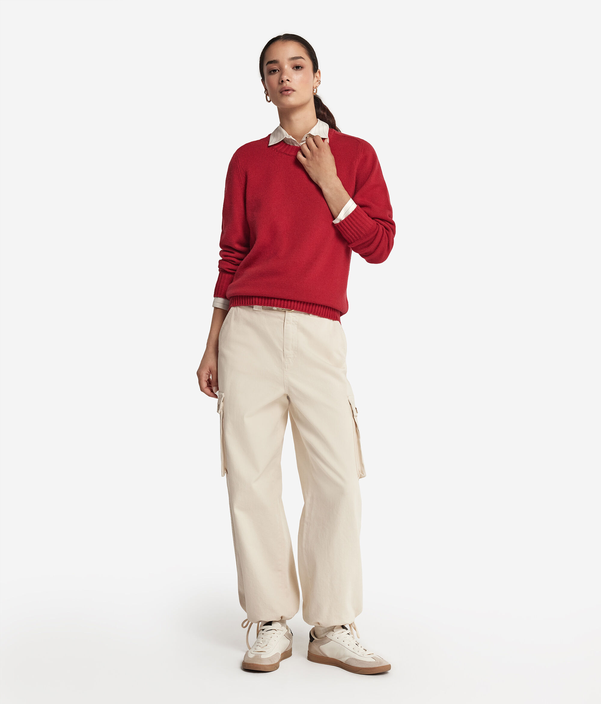 Maglia Girocollo con Spalla Martello in Cashmere Ultrasoft
