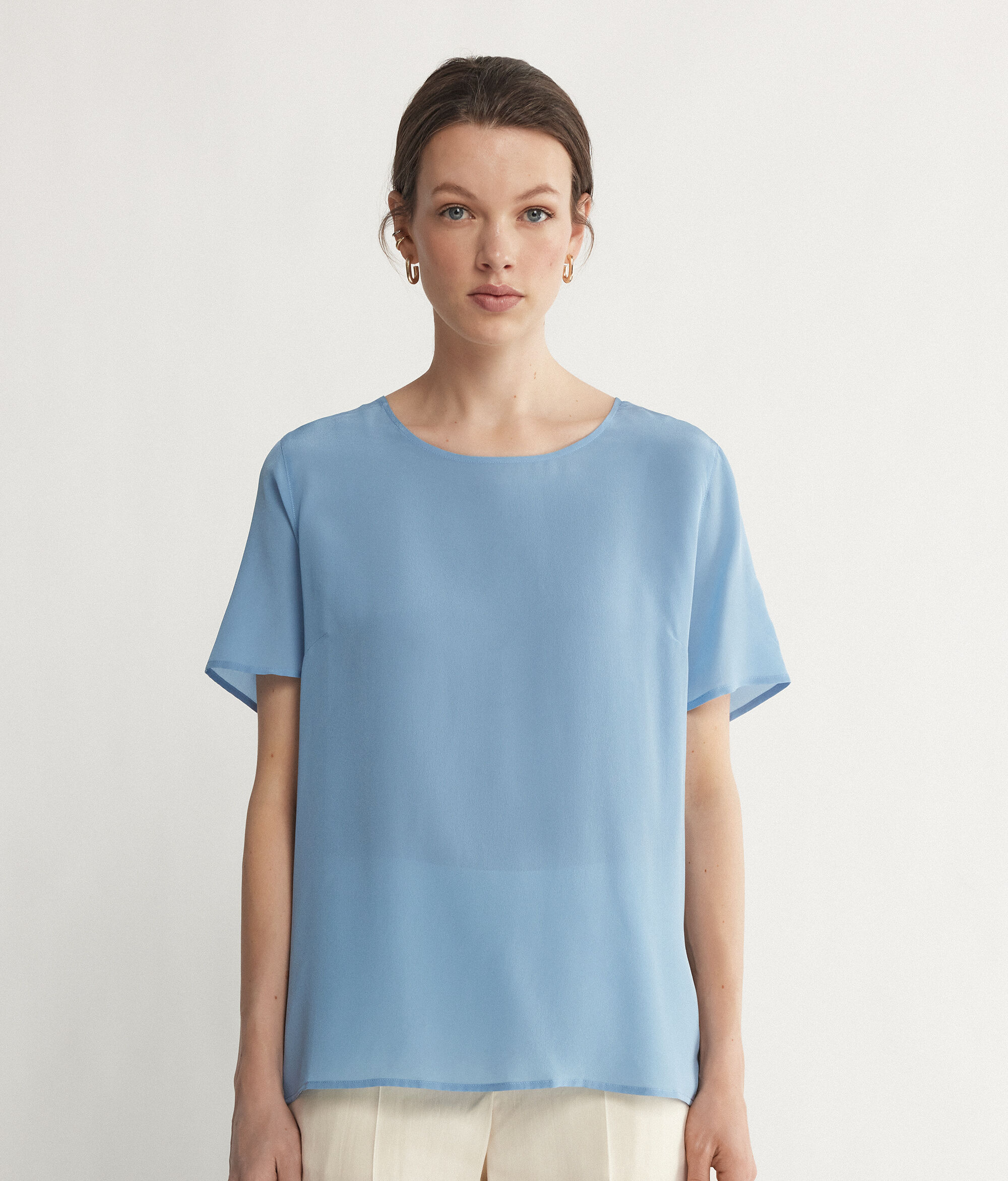 Round-Neck Silk T-Shirt