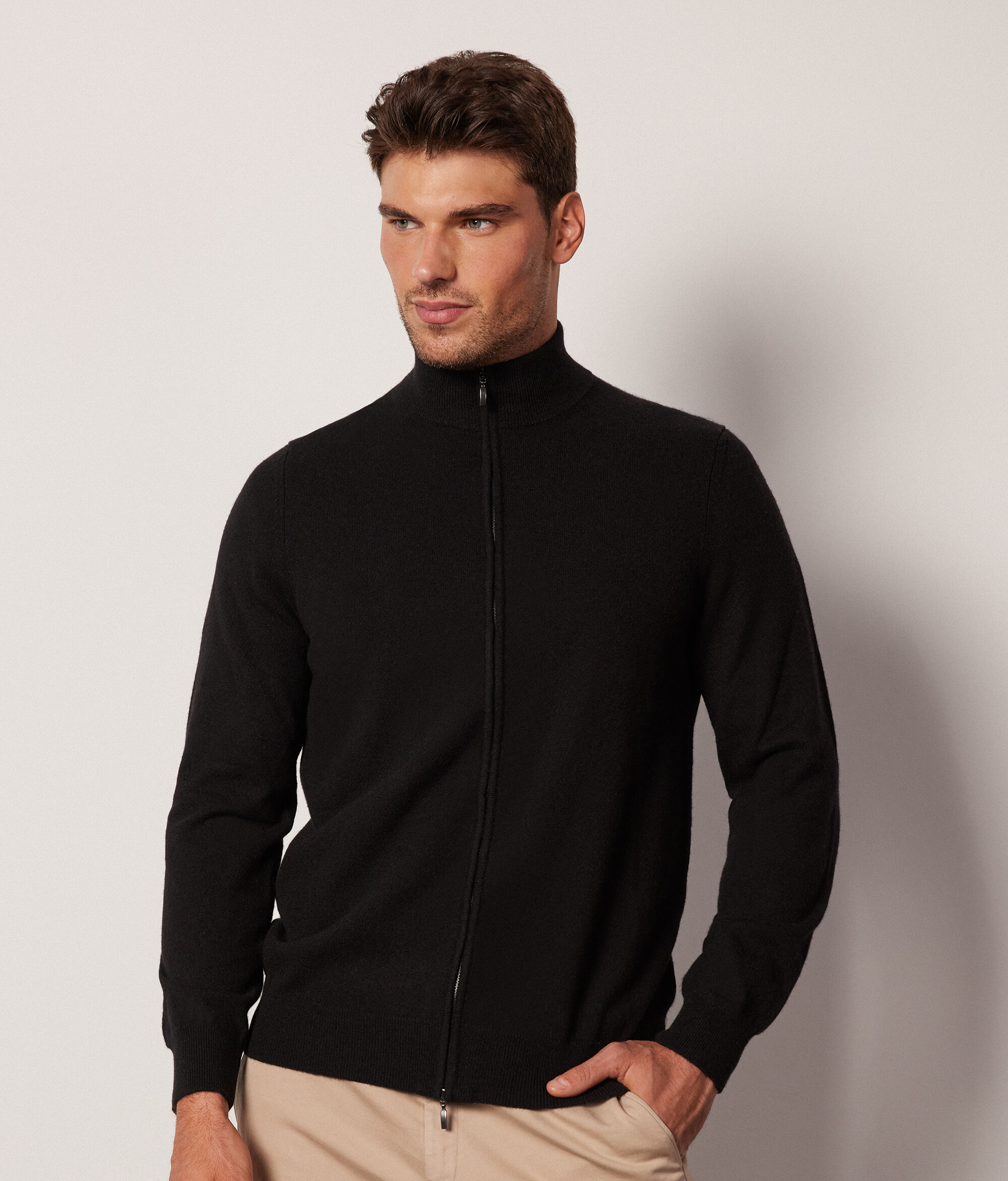 Cardigan Zip Intera in Cashmere Ultrasoft