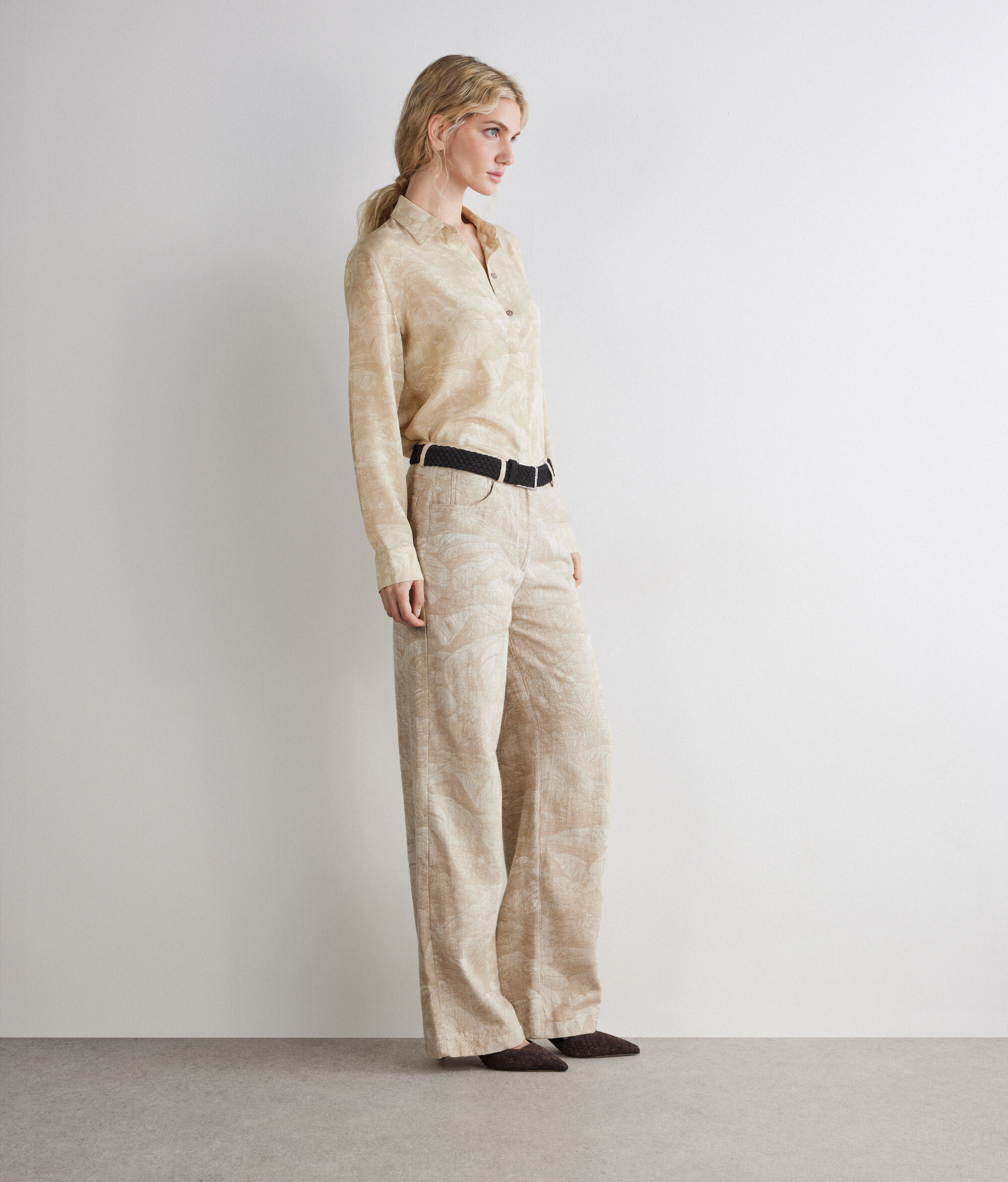 Printed Silk Shirt with Collar