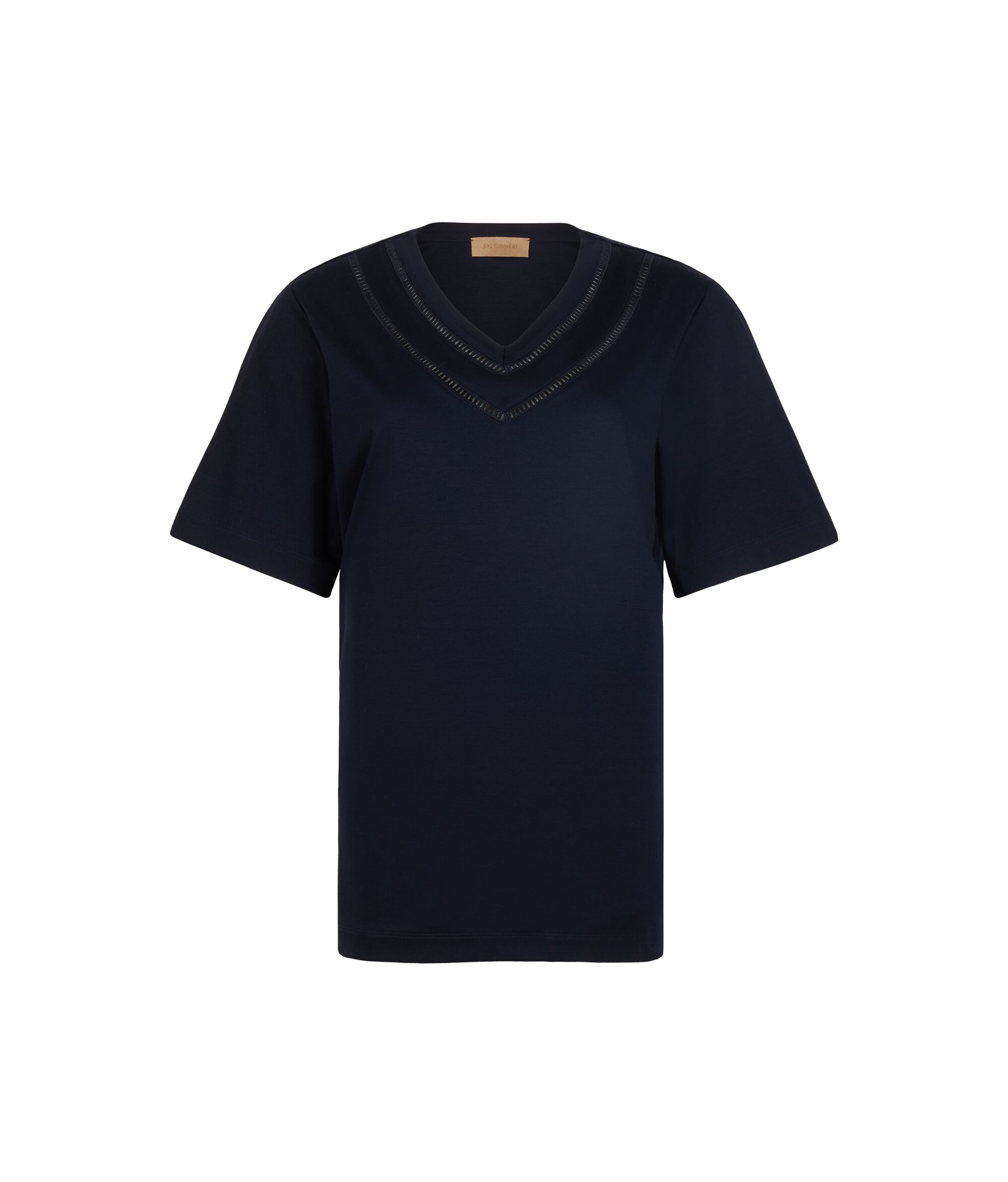 T-shirt in Cotone con Inserti Macramè