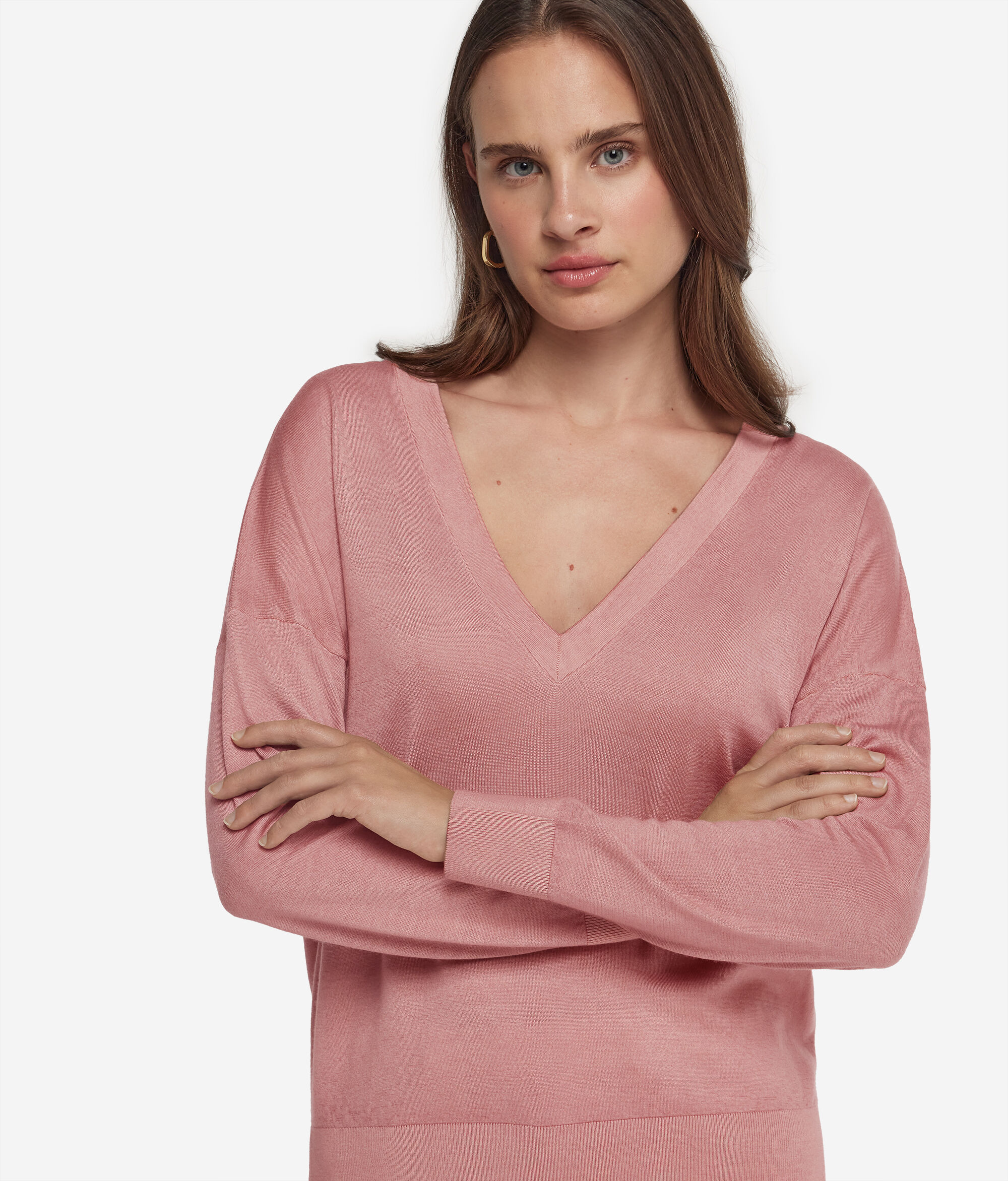 Pull à double col V en cachemire ultra-fin